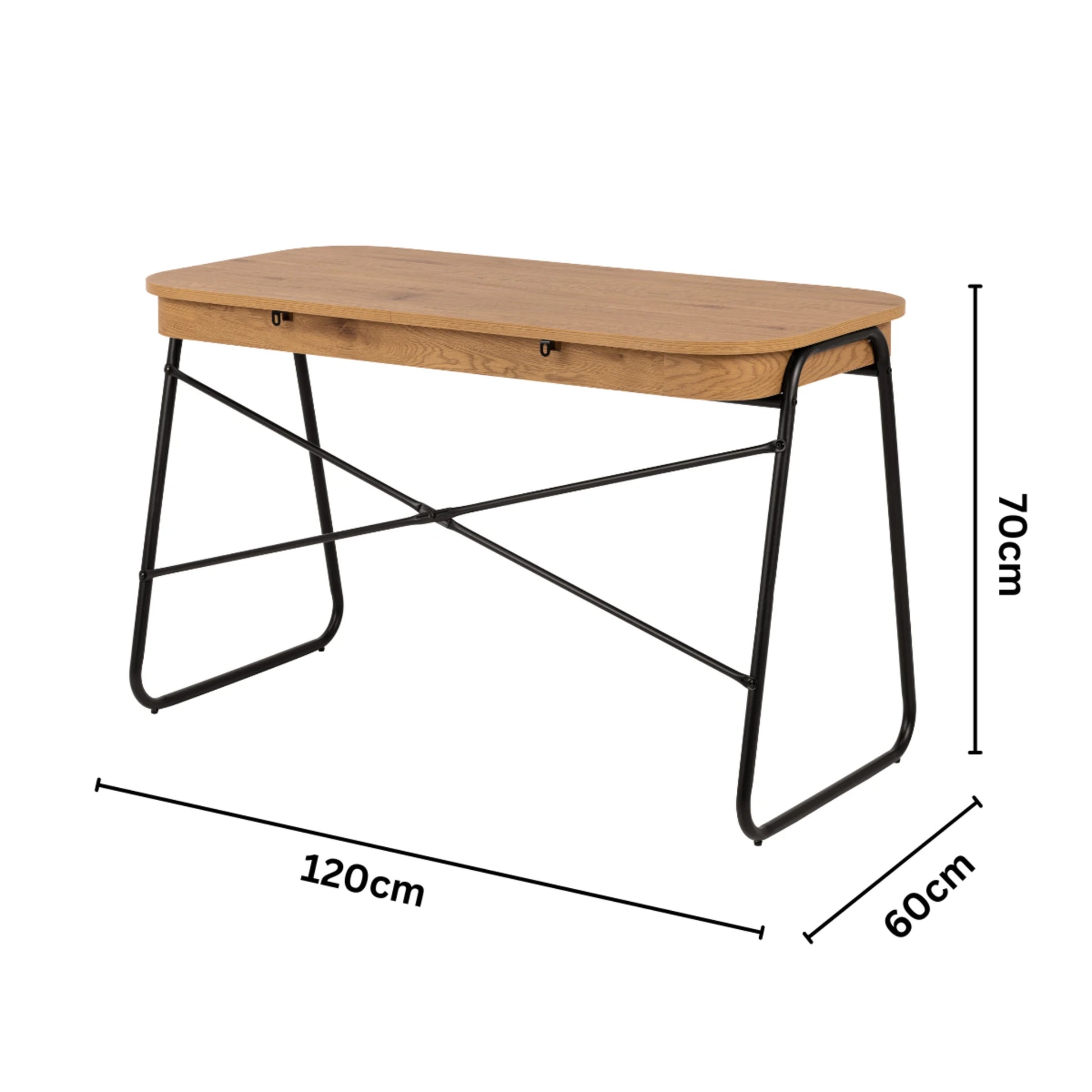 Hjem Design Blueton Desk, Natural Wood & Black