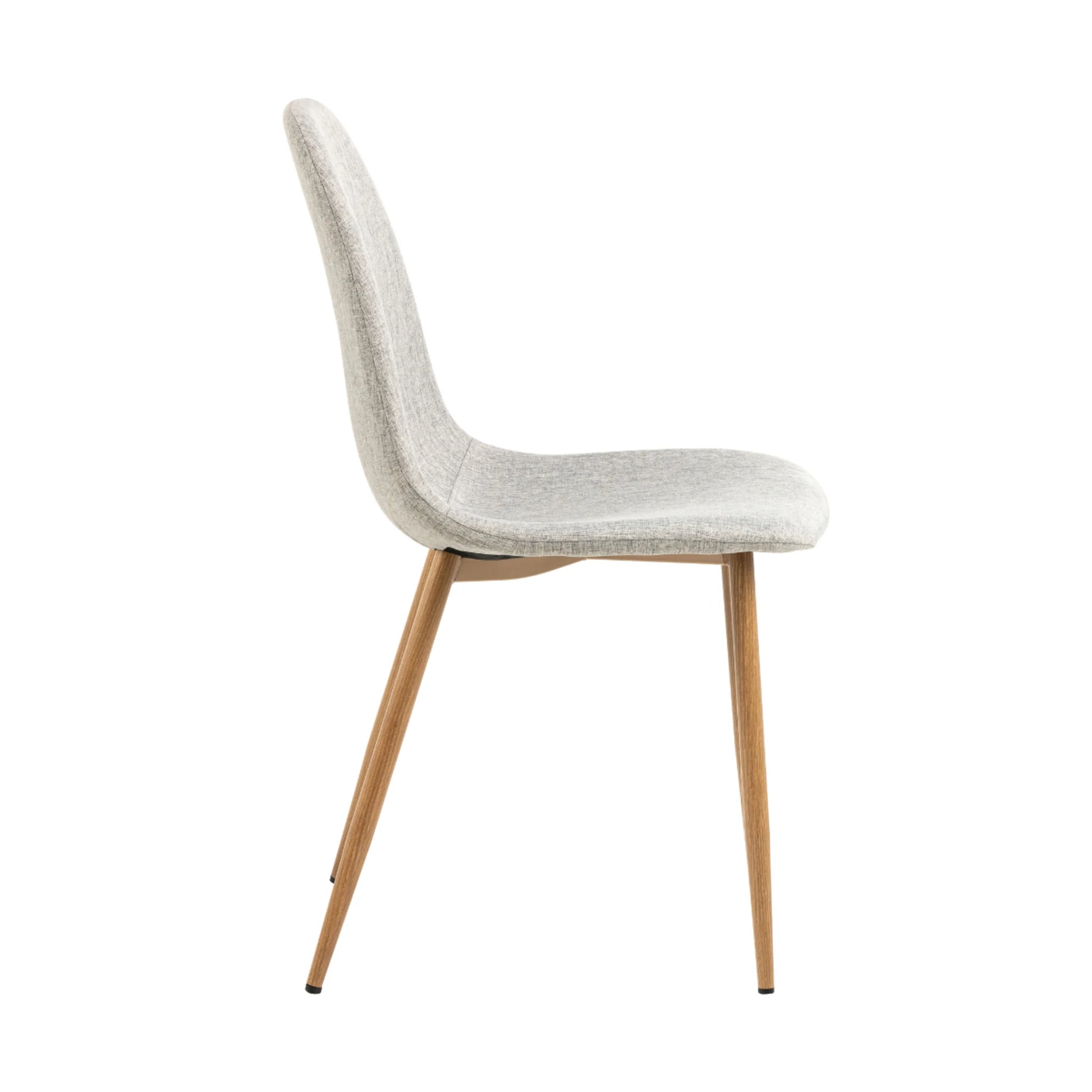 Hjem Design Celia Dining Chair, Light Grey & Natural Wood, Set of 4