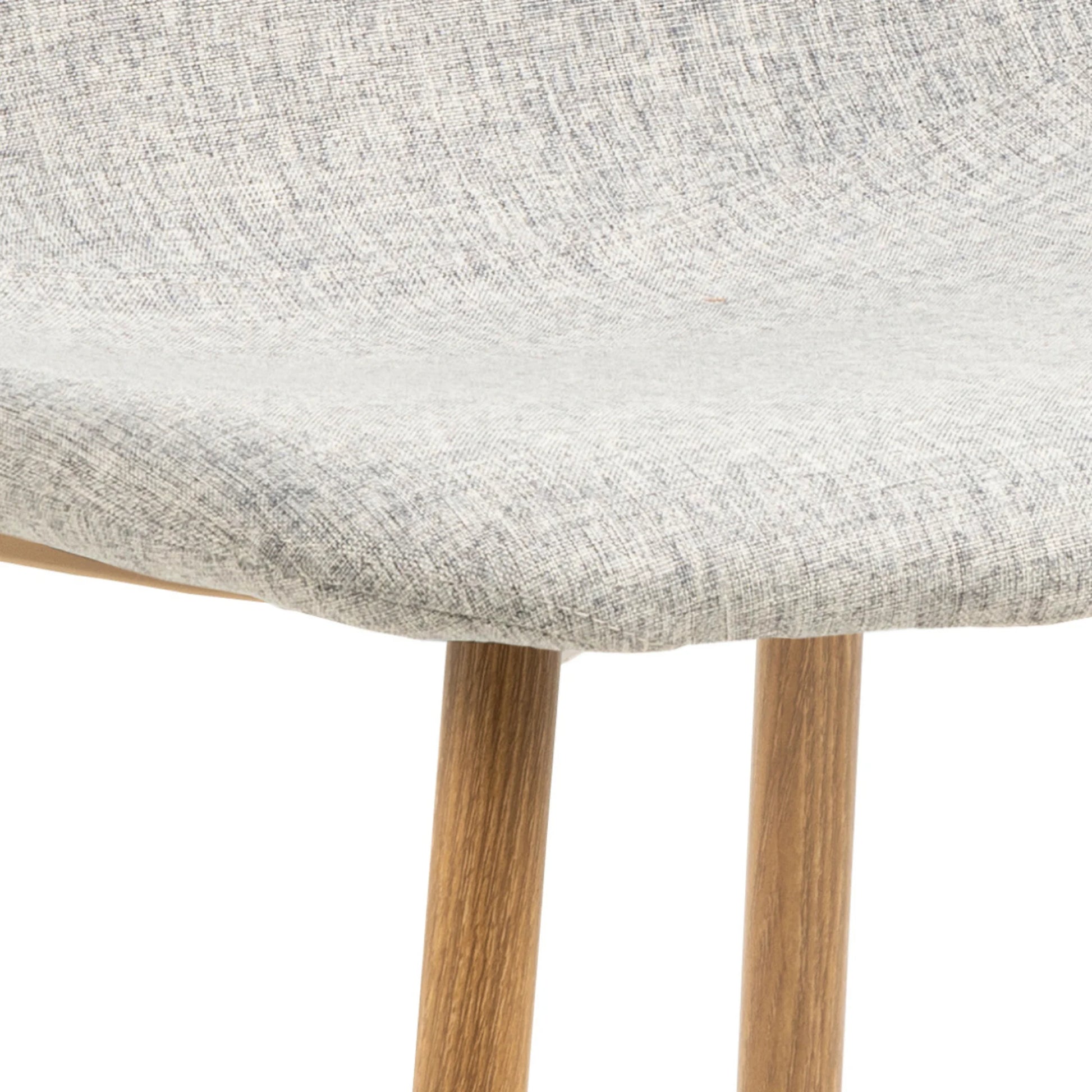 Hjem Design Celia Dining Chair, Light Grey & Natural Wood, Set of 4