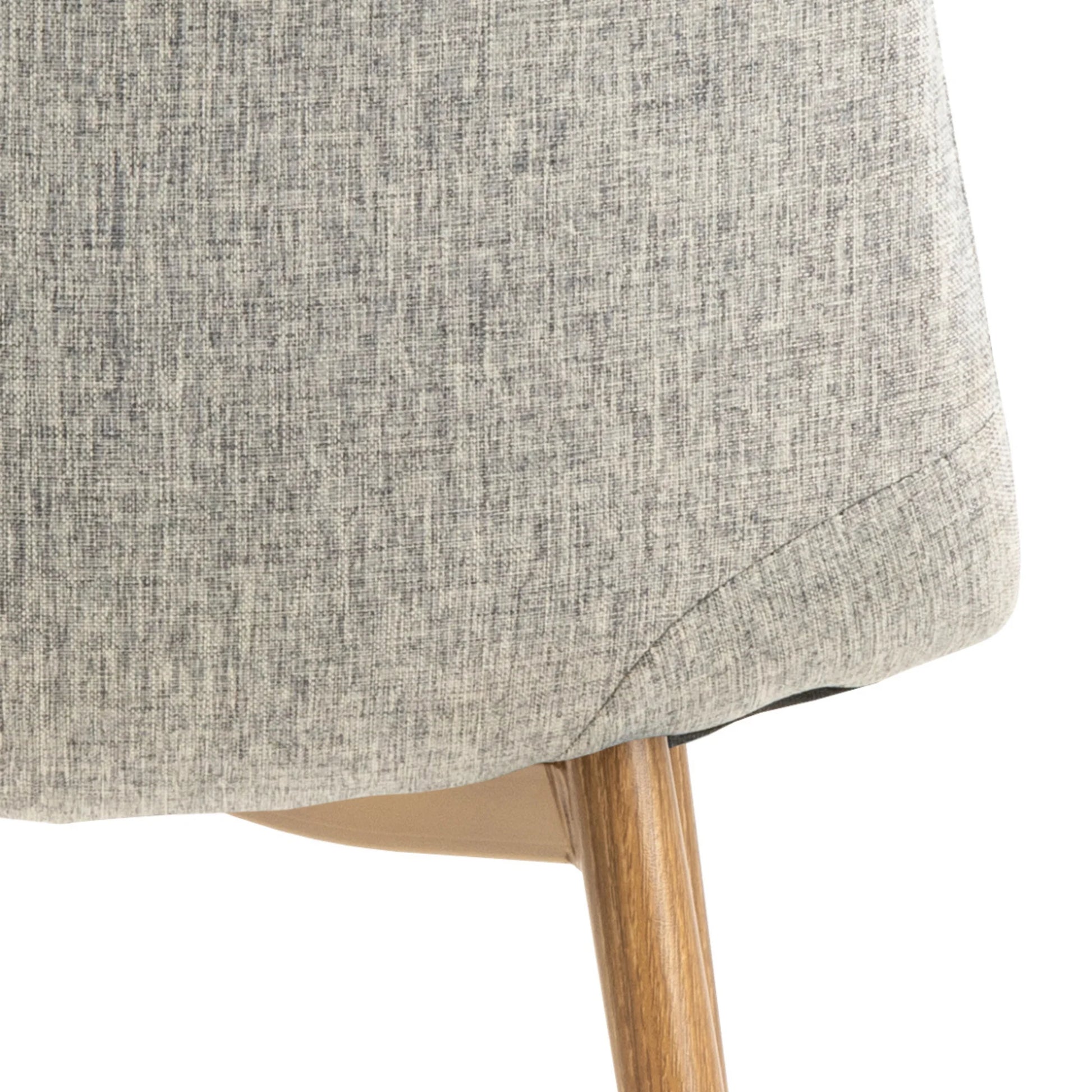 Hjem Design Celia Dining Chair, Light Grey & Natural Wood, Set of 4