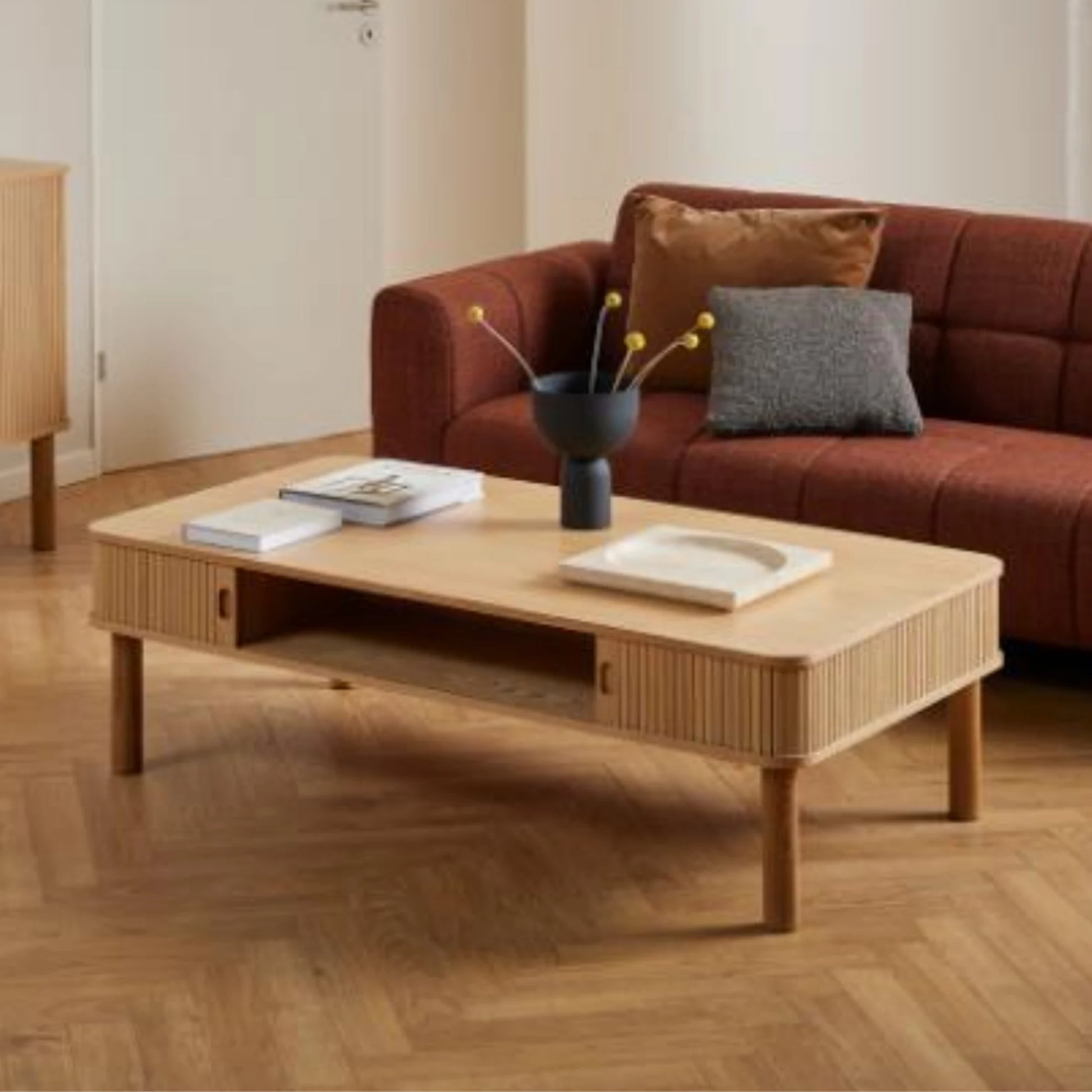 Hjem Design Langley Coffee Table, Natural Wood