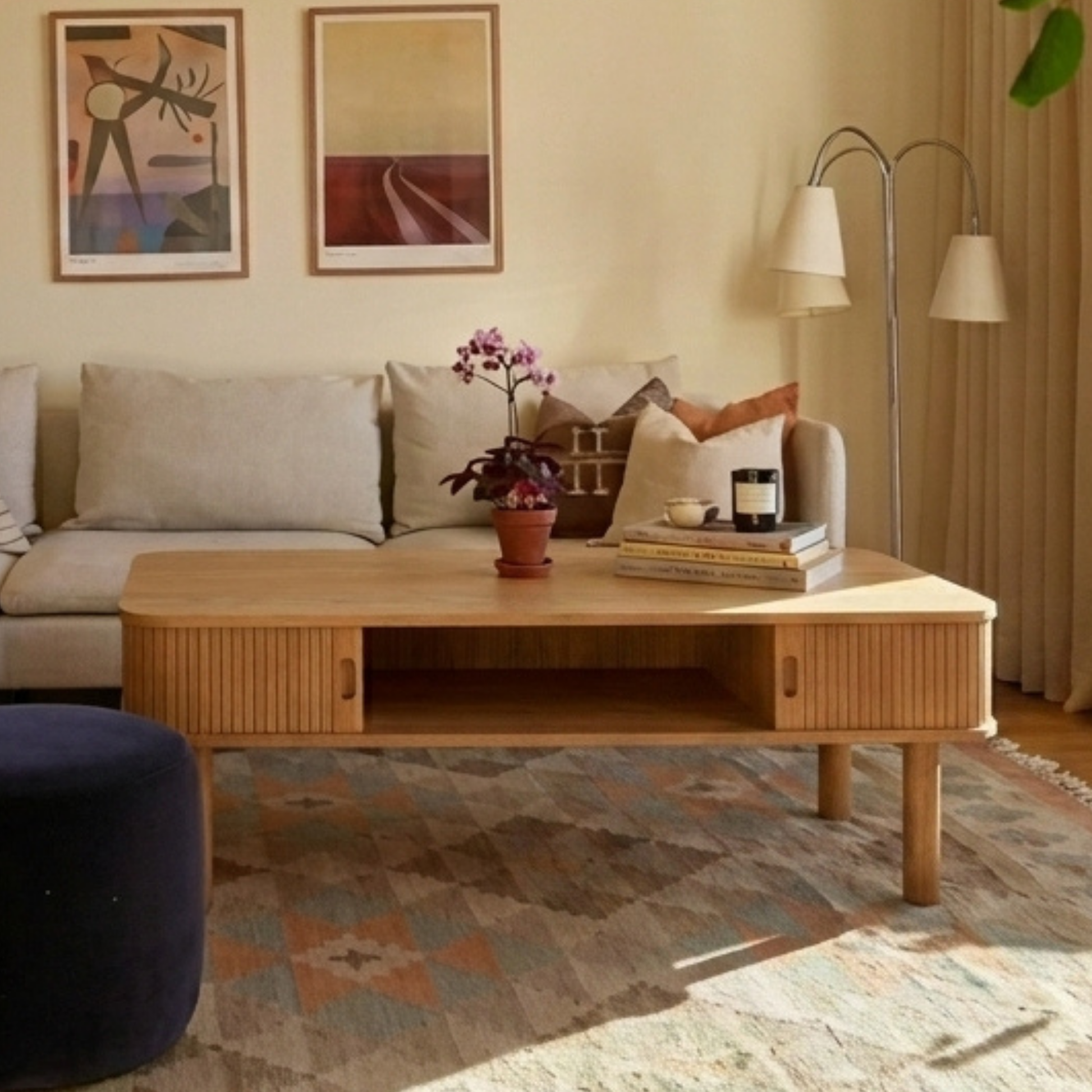 Hjem Design Langley Coffee Table, Natural Wood