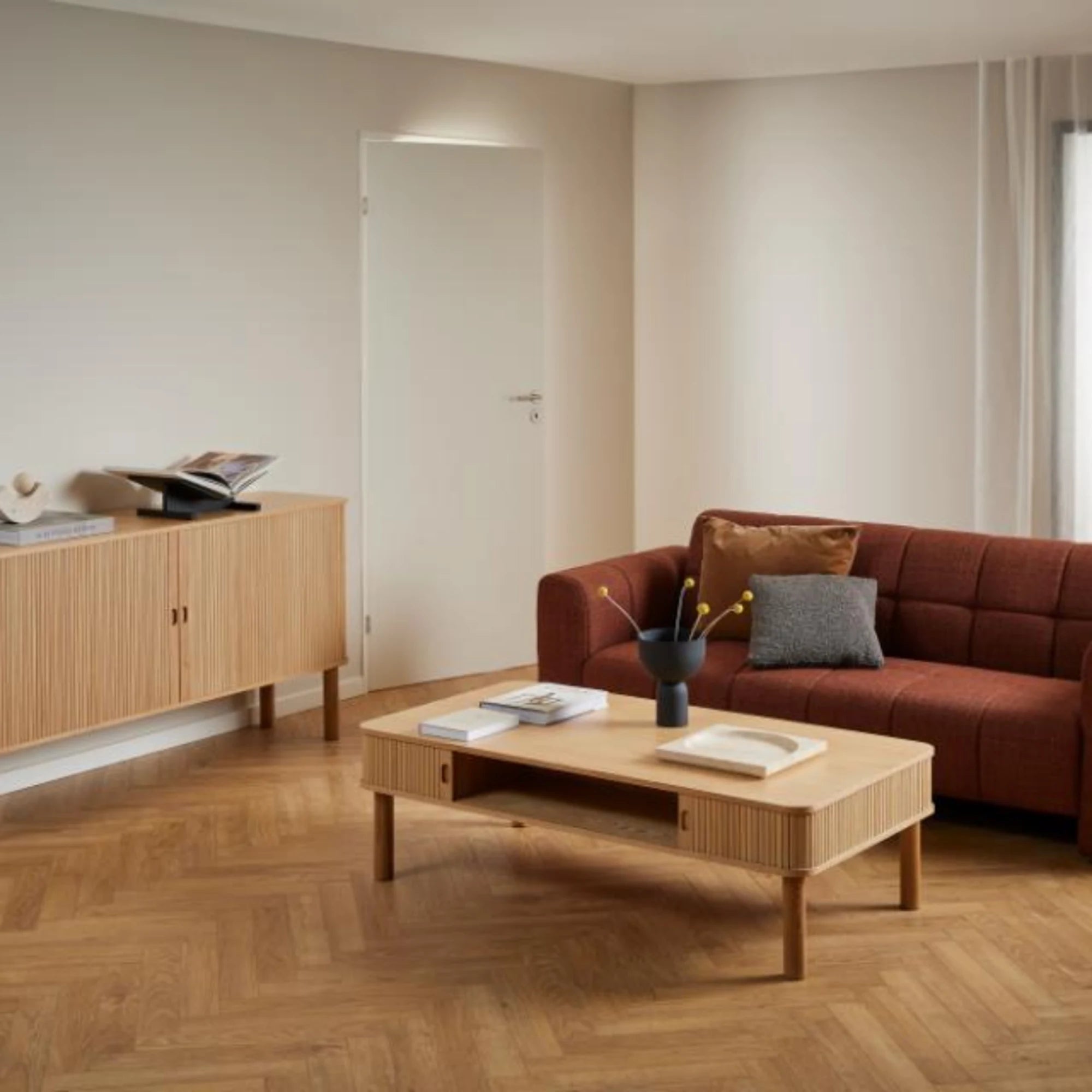 Hjem Design Langley Coffee Table, Natural Wood