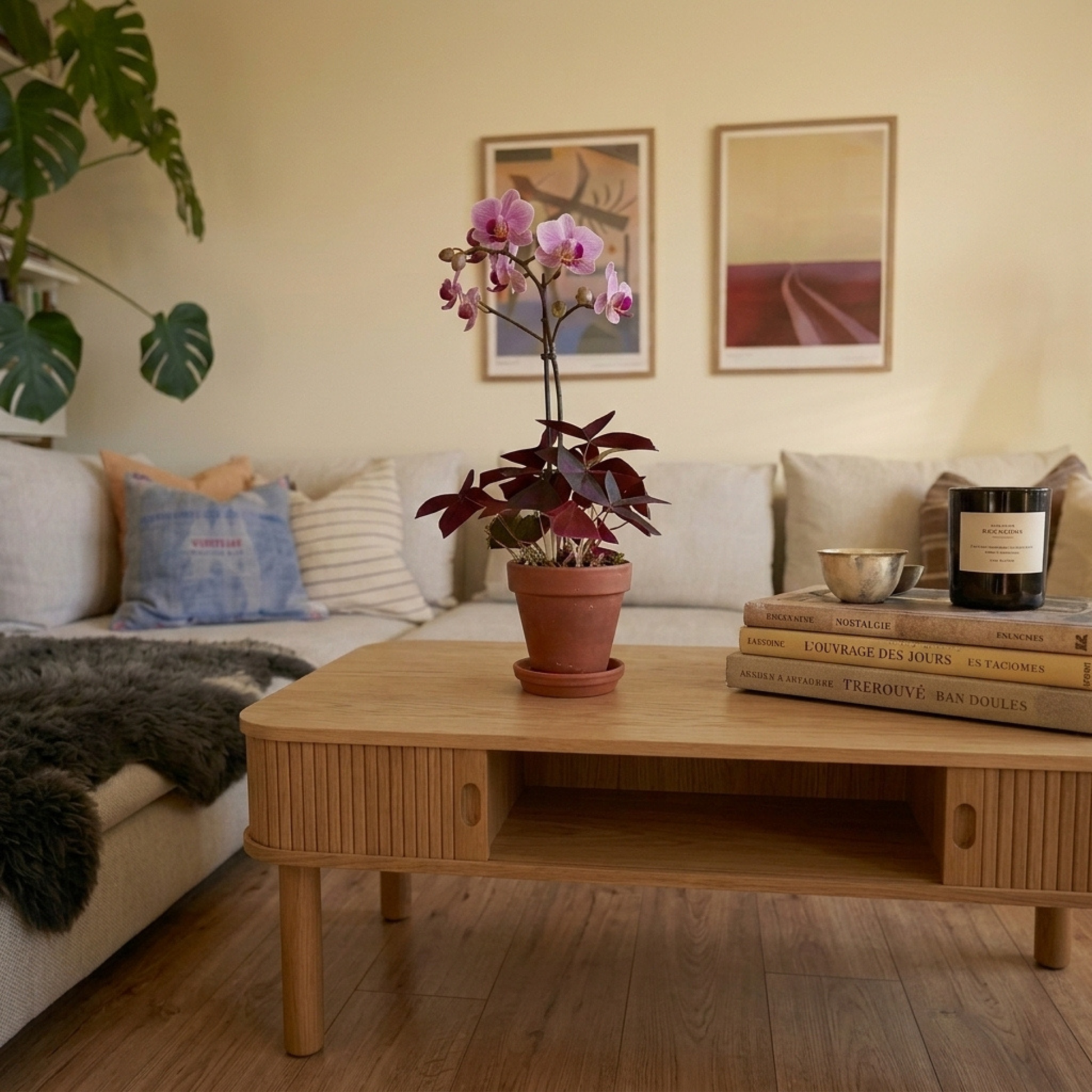 Hjem Design Langley Coffee Table, Natural Wood
