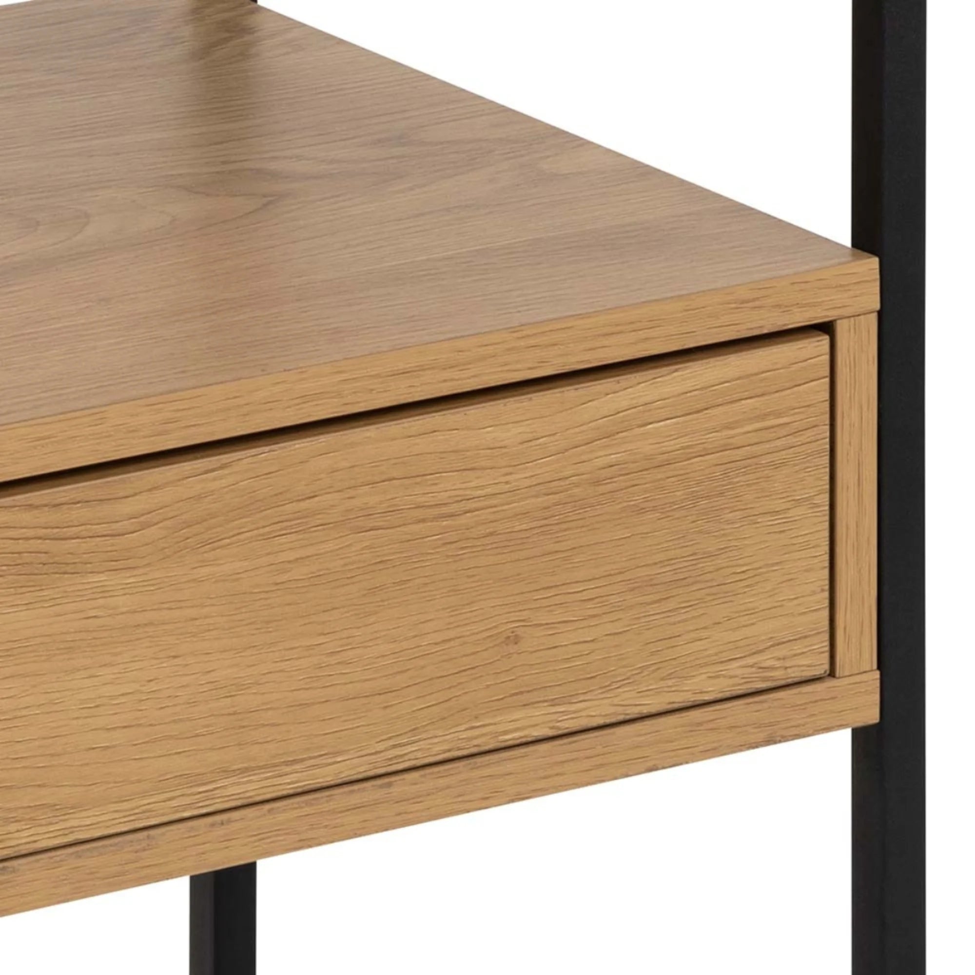 Hjem Design Randolf Bedside Table, Black & Natural Wood