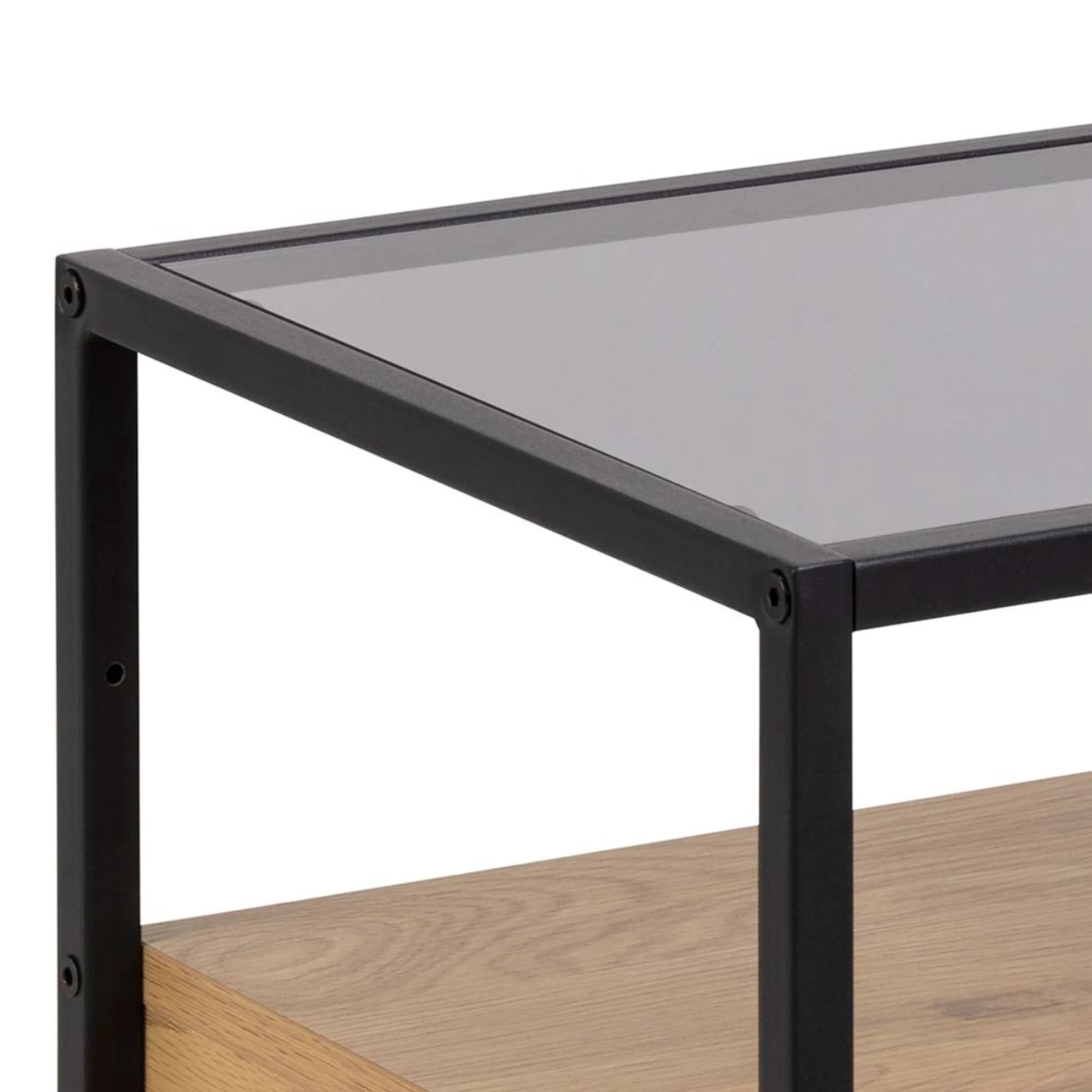 Hjem Design Randolf Bedside Table, Black & Natural Wood