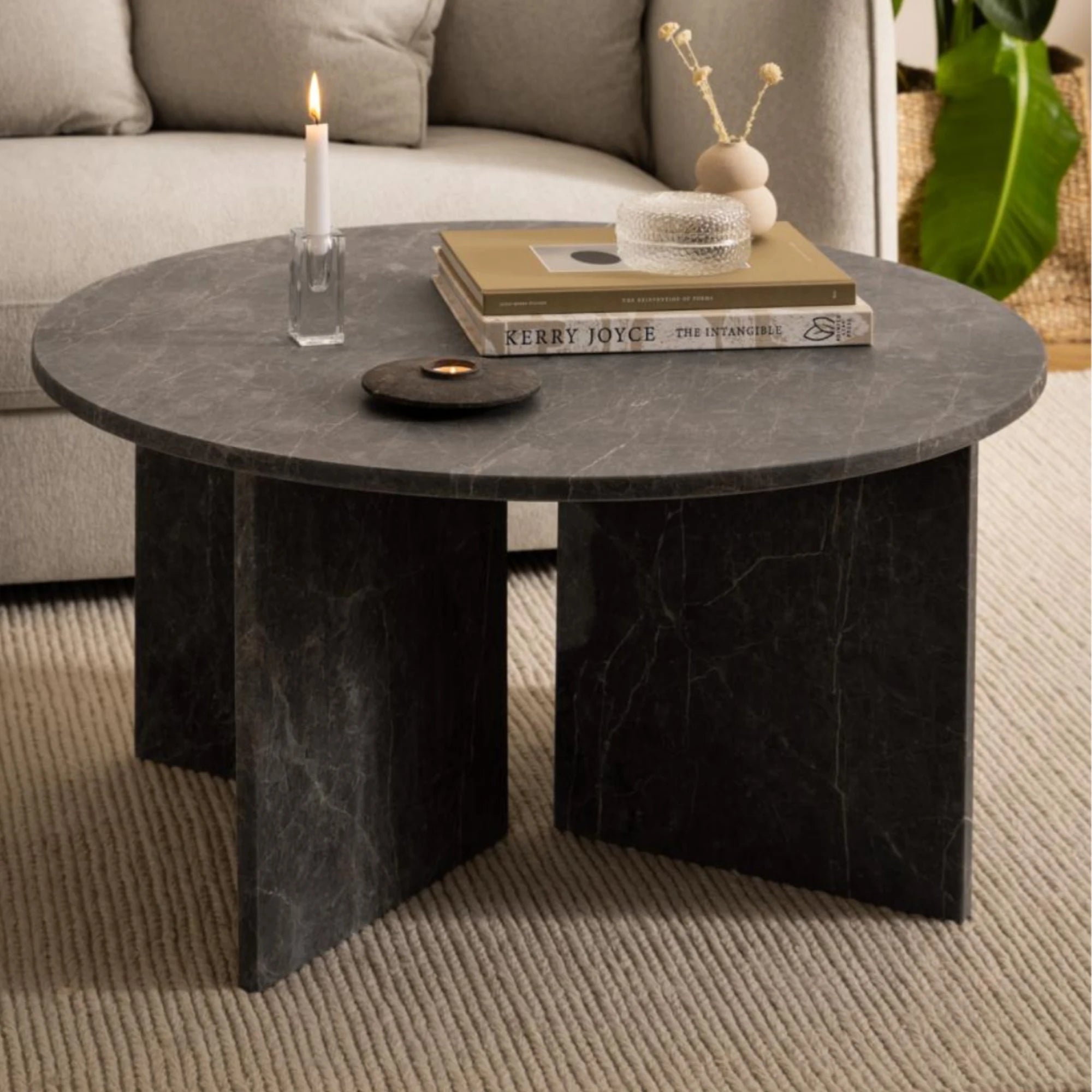Hjem Design Vega Round Coffee Table, Brown Marron