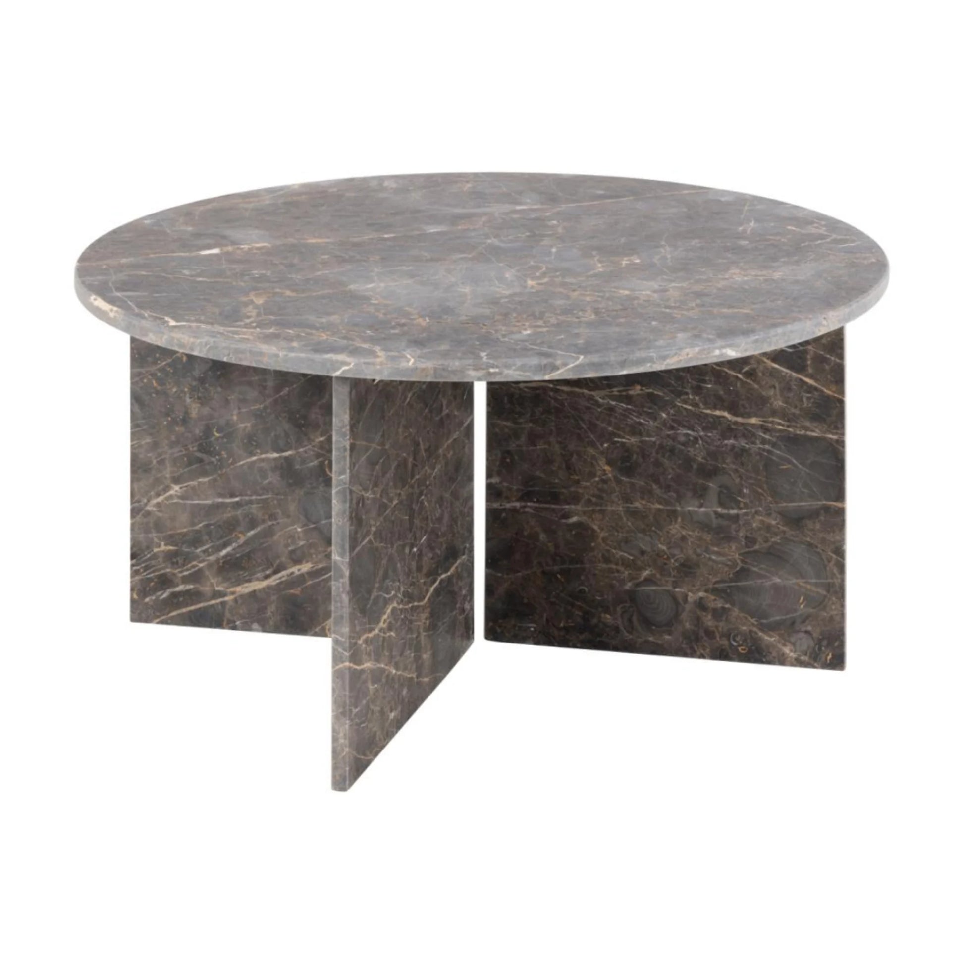 Hjem Design Vega Round Coffee Table, Brown Marron
