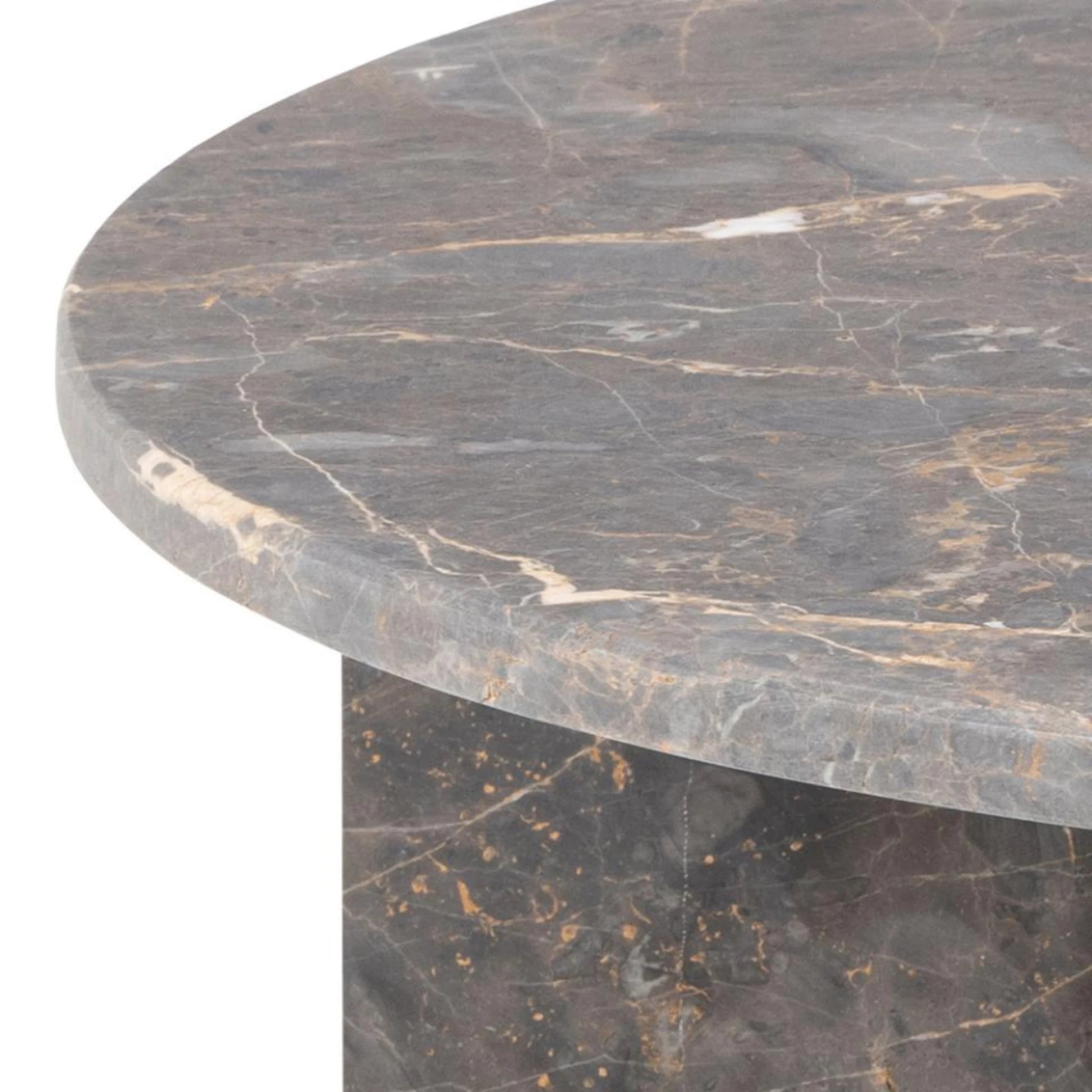 Hjem Design Vega Round Coffee Table, Brown Marron