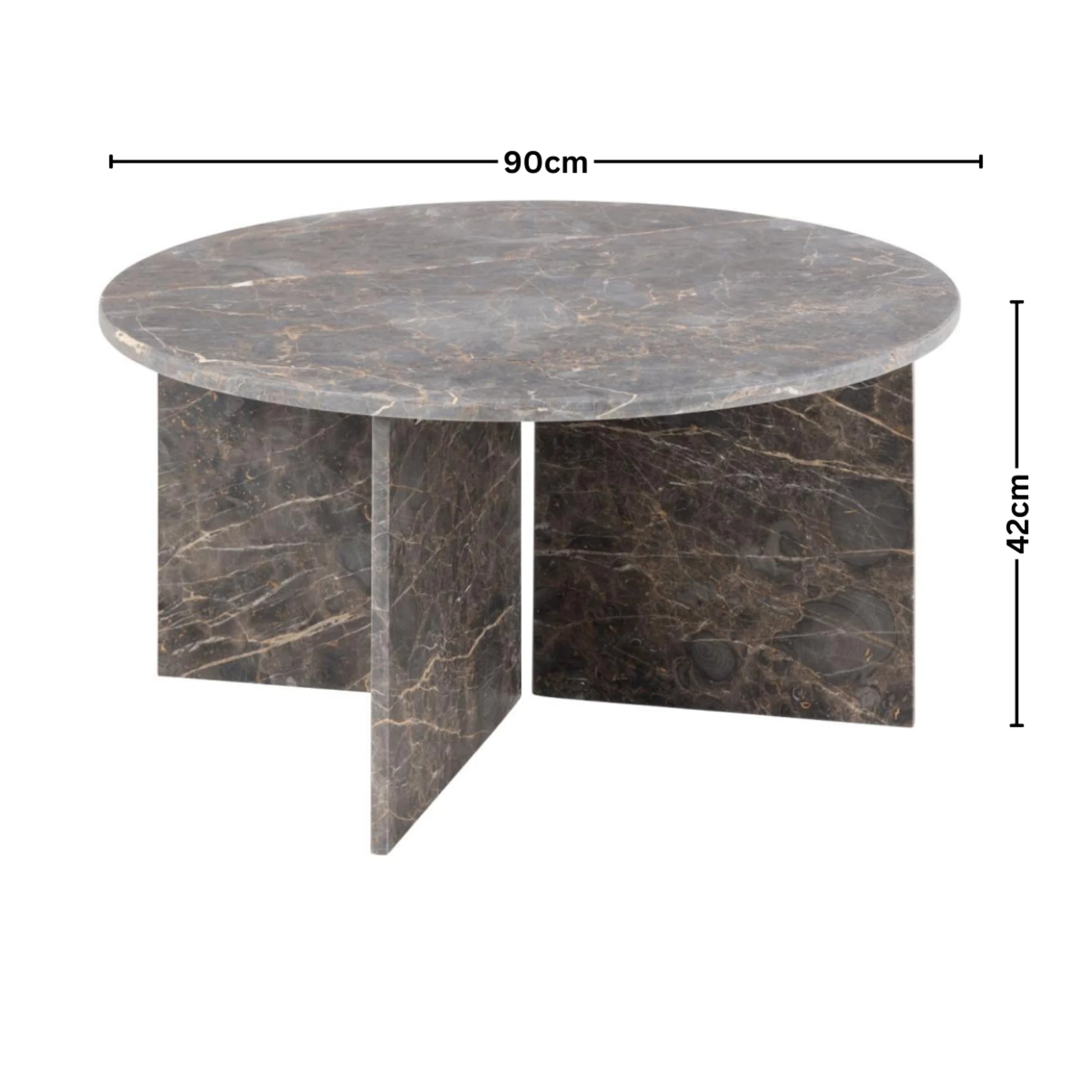 Hjem Design Vega Round Coffee Table, Brown Marron