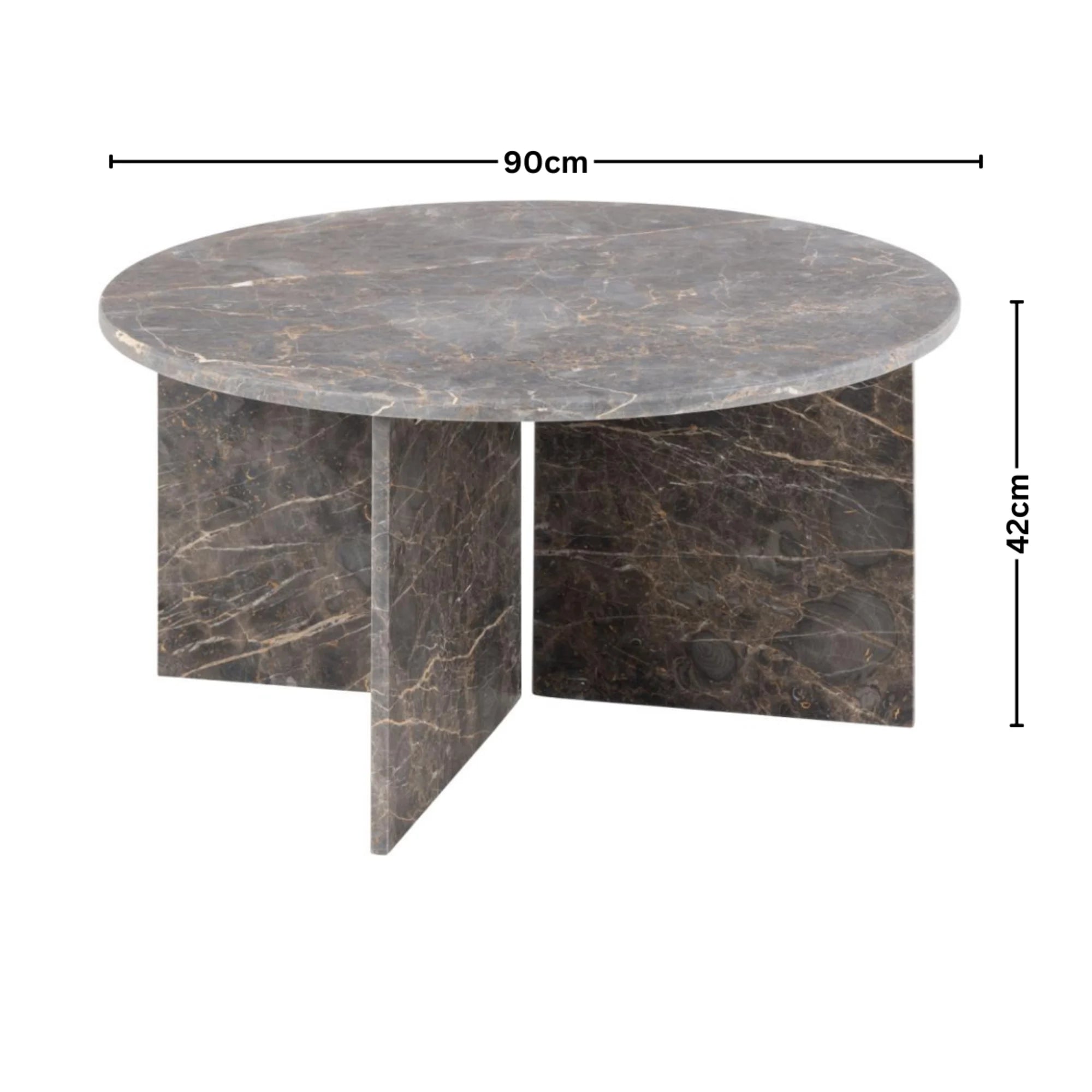 Hjem Design Vega Round Coffee Table, Brown Marron