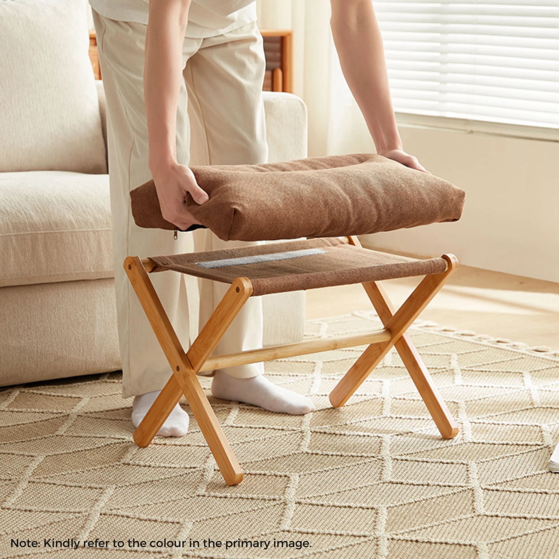 Linspire Dena Foldable Footstool, Ivory