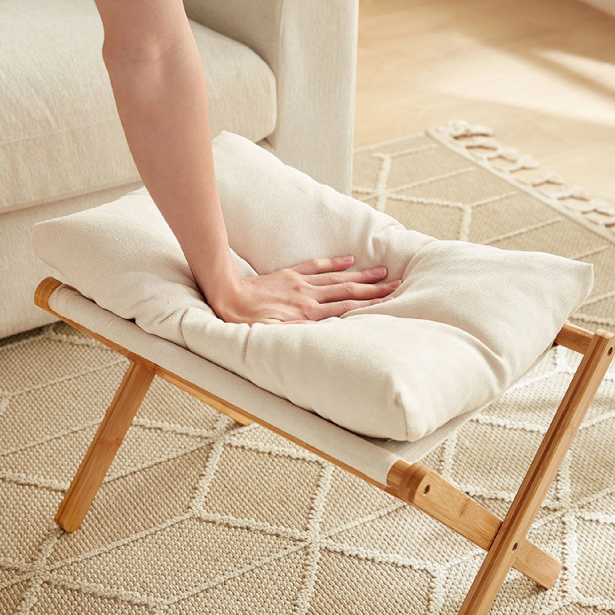 Linspire Dena Foldable Footstool, Ivory
