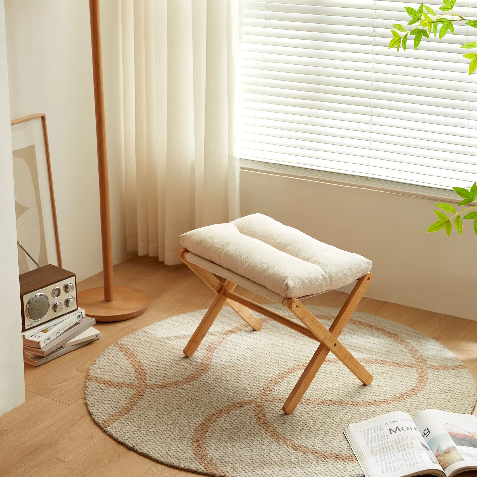 Linspire Dena Foldable Footstool, Ivory