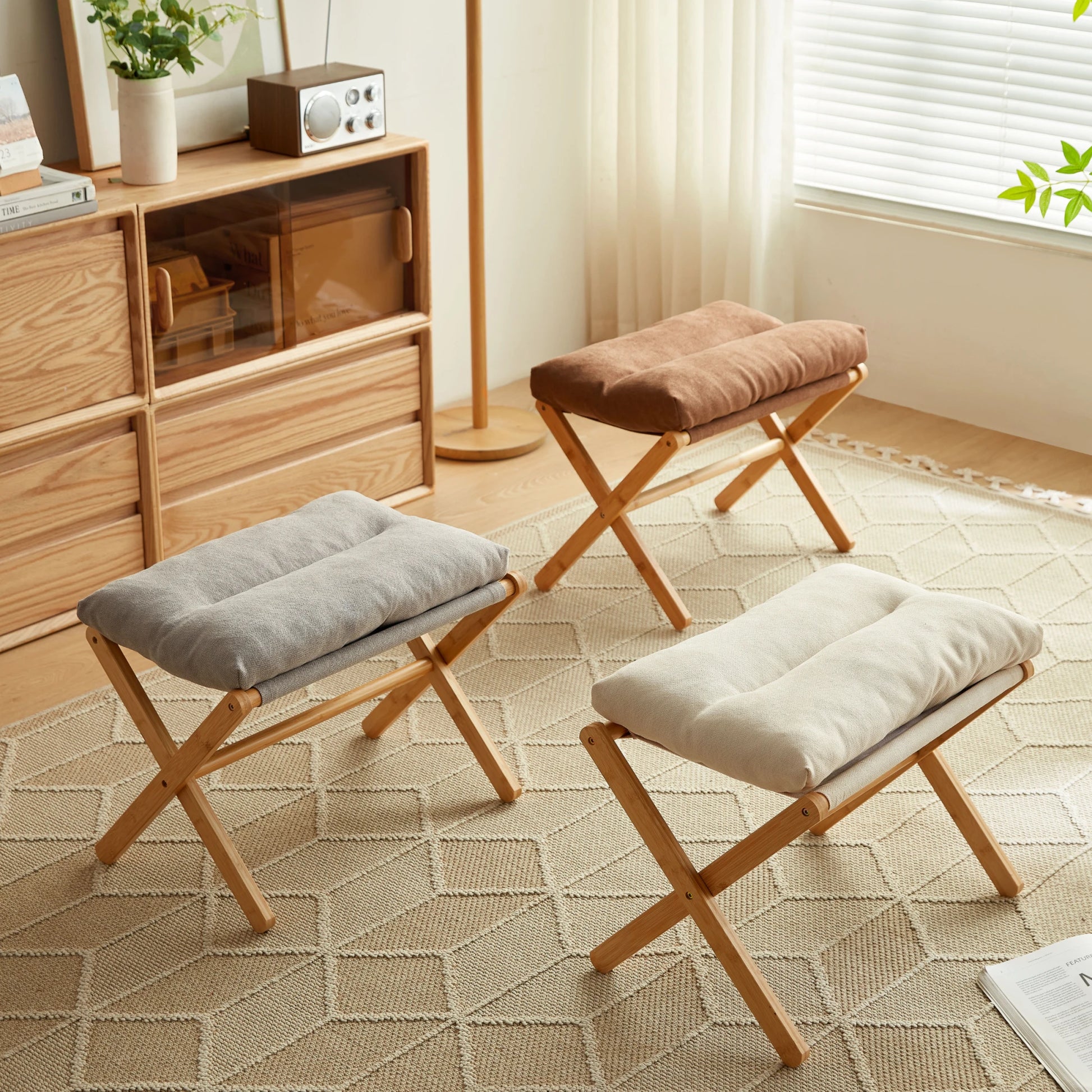 Linspire Dena Foldable Footstool, Ivory