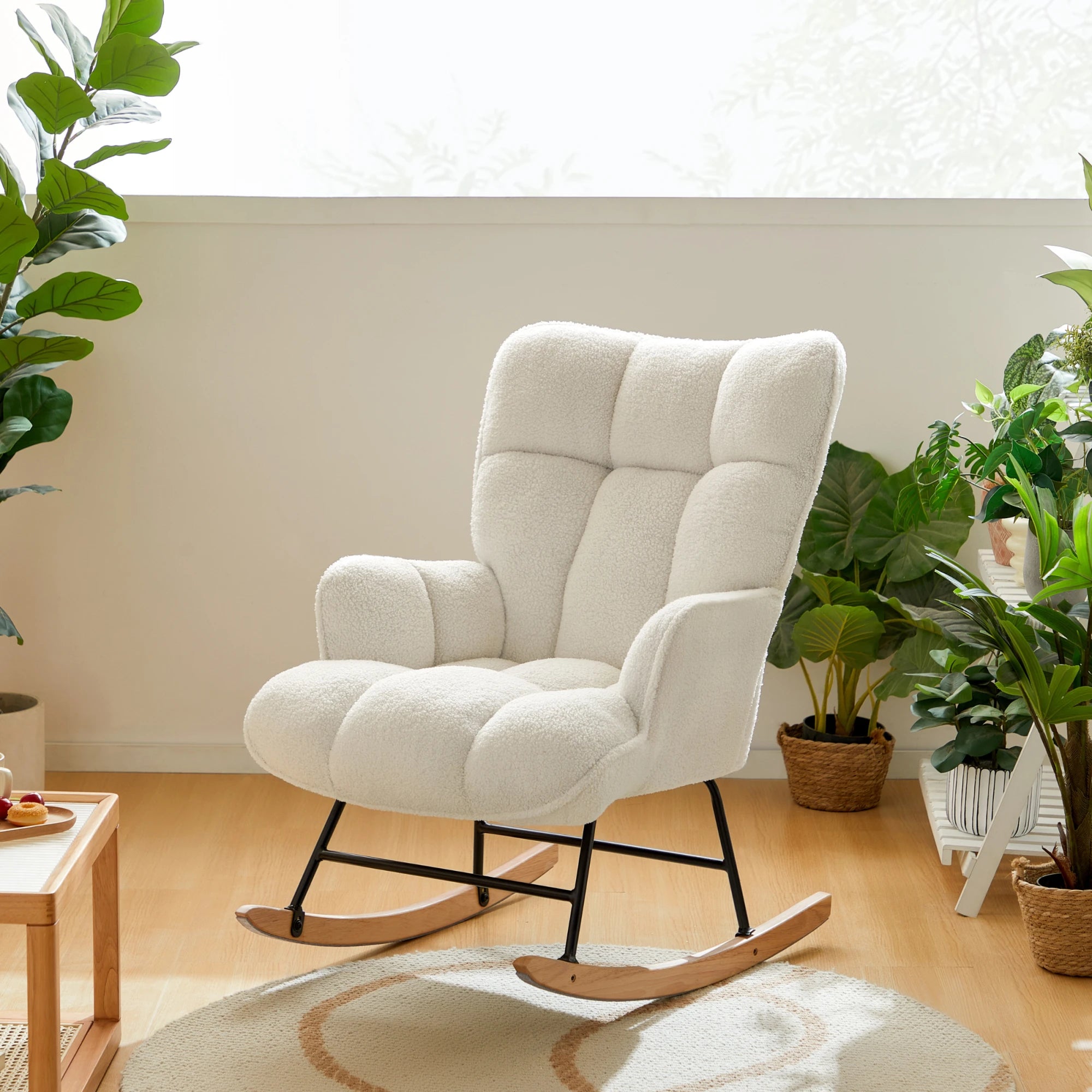 Linspire Evans Boucle Rocking Chair, White