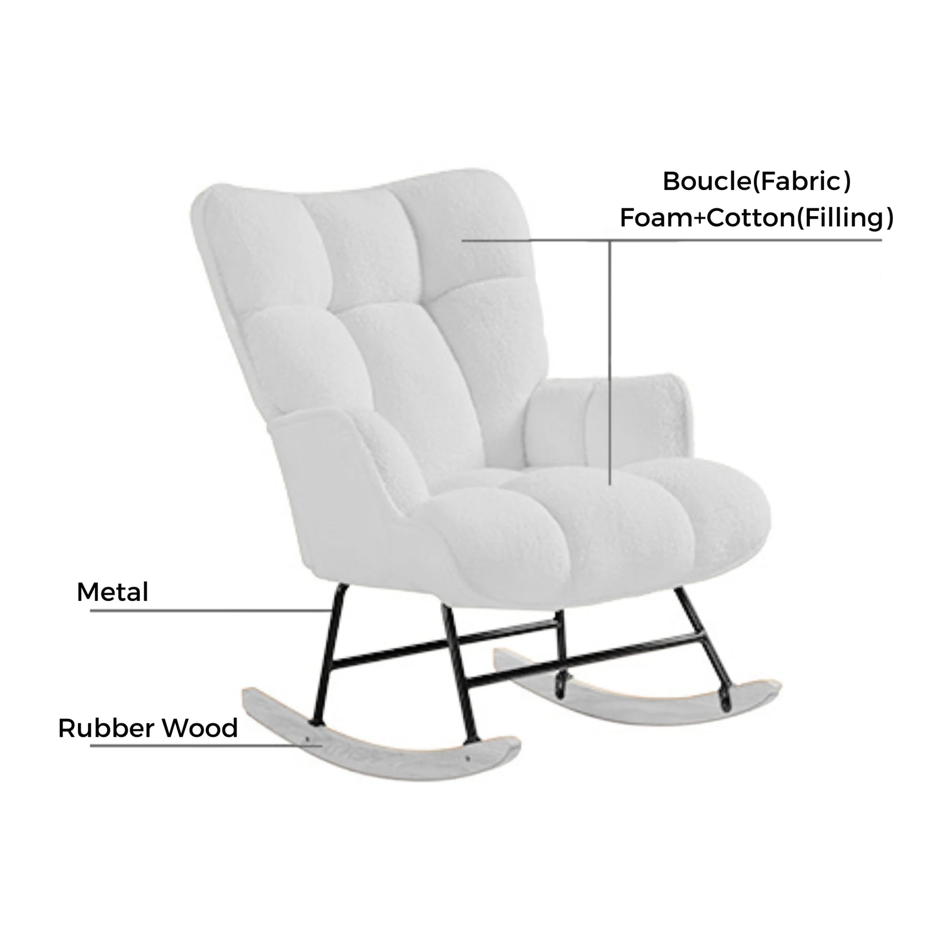 Linspire Evans Boucle Rocking Chair, White