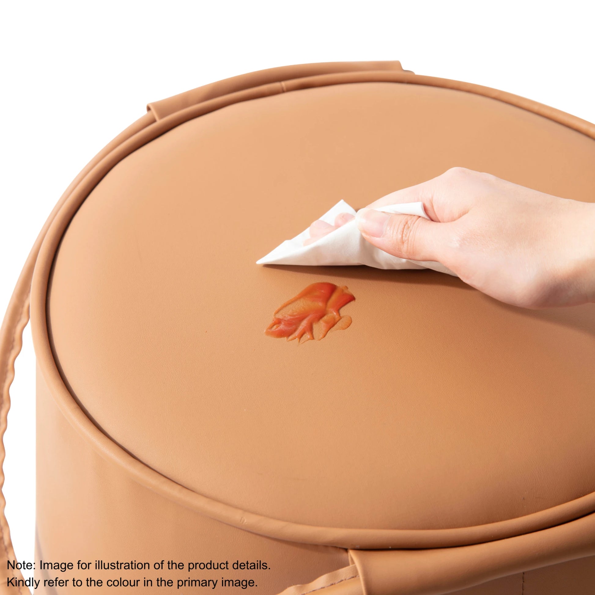 Linspire Kabos Leather Ottoman, Ivory
