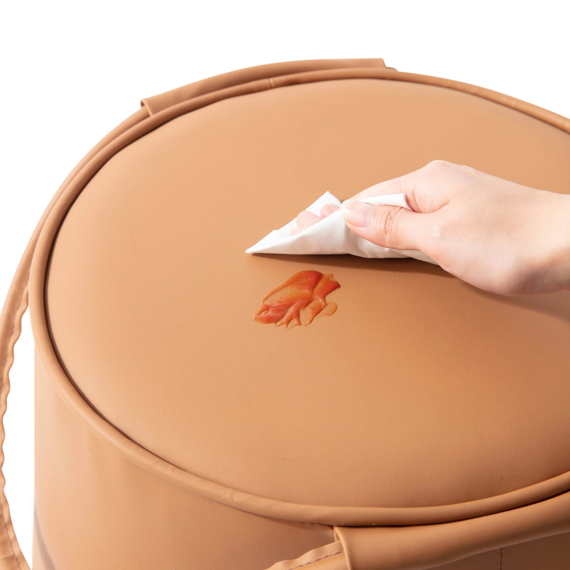 Linspire Kabos Leather Ottoman, Pastel Orange