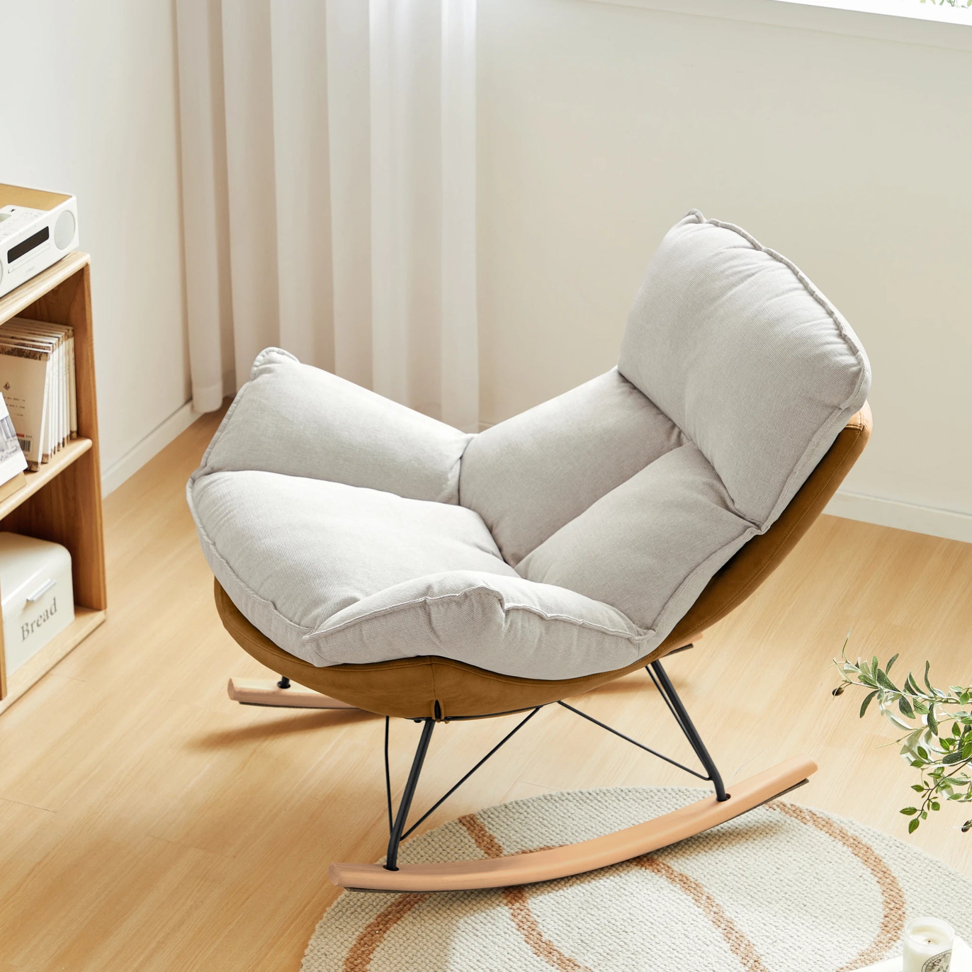 Linspire Ubel Rocking Chair, Brown & Cool White