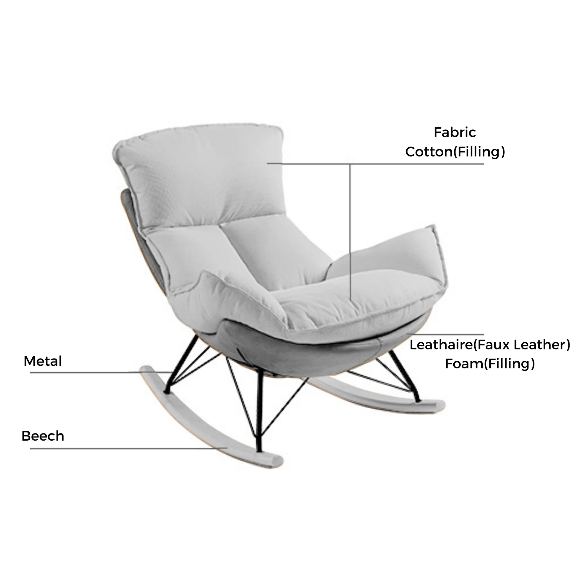 Linspire Ubel Rocking Chair, Green & Cool White