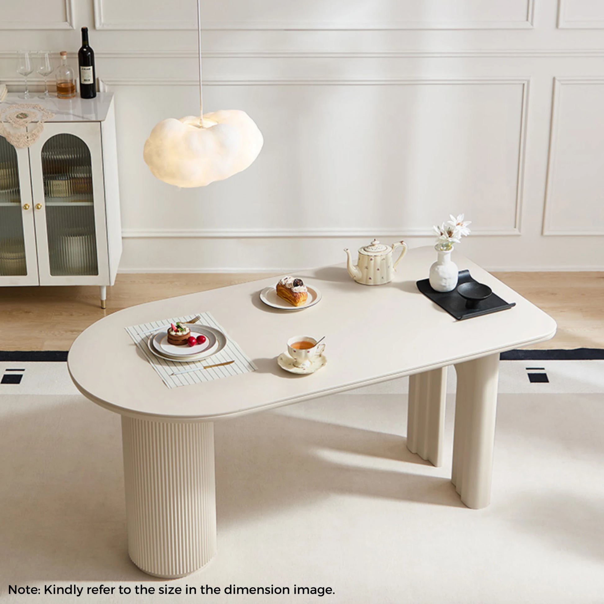 Linspire Flova Dining Table(140x80cm) & 4 Chairs Set, Black & Off-White