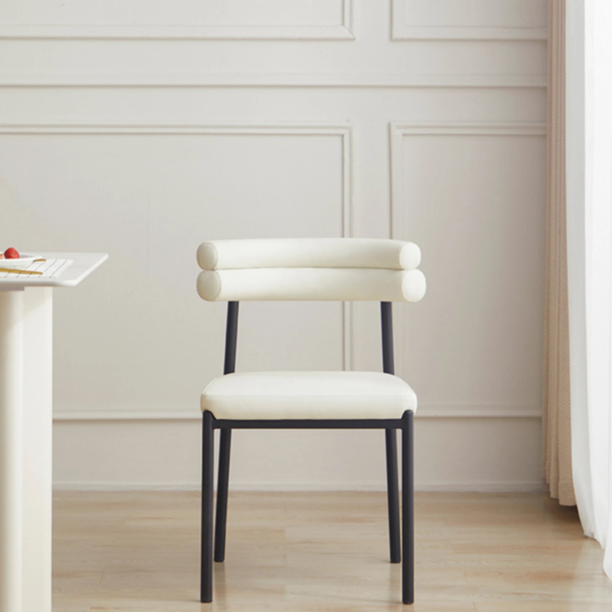 Linspire Flova Dining Table(160x80cm) & 4 Chairs Set, Black & Off-White