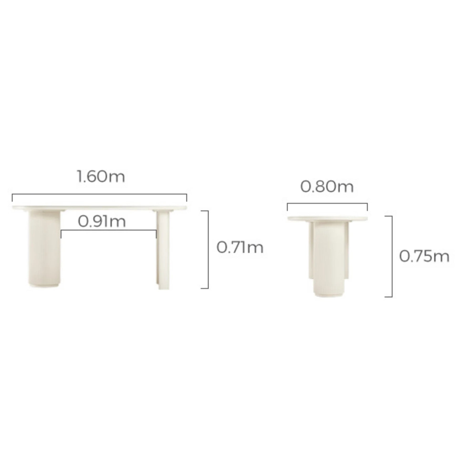 Linspire Flova Dining Table(160x80cm) & 4 Chairs Set, Black & Off-White