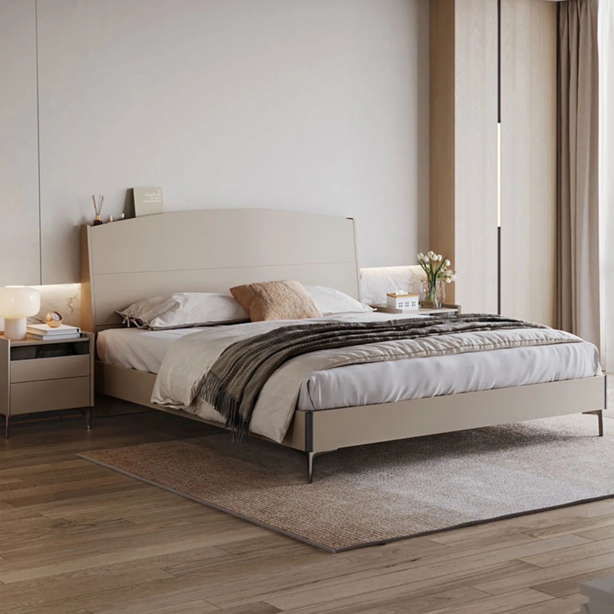 Linspire Vanko Global Queen Bed Frame & Bedside Table Set
