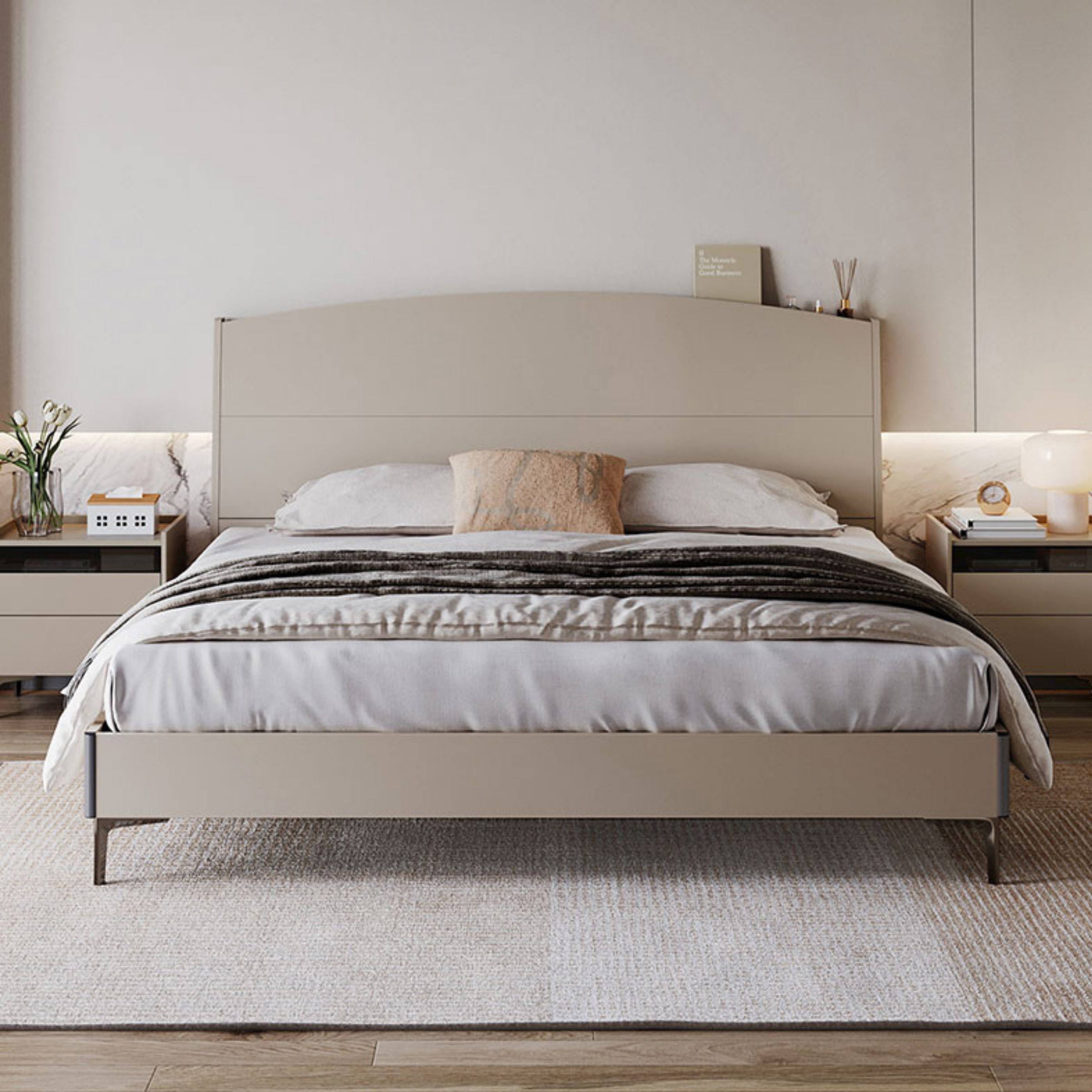 Linspire Vanko Global Queen Bed Frame & Bedside Table Set