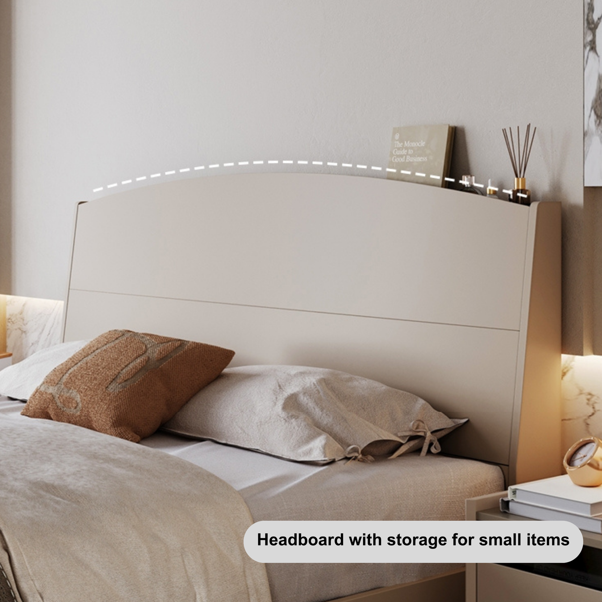 Linspire Vanko Global Queen Bed Frame & Bedside Table Set