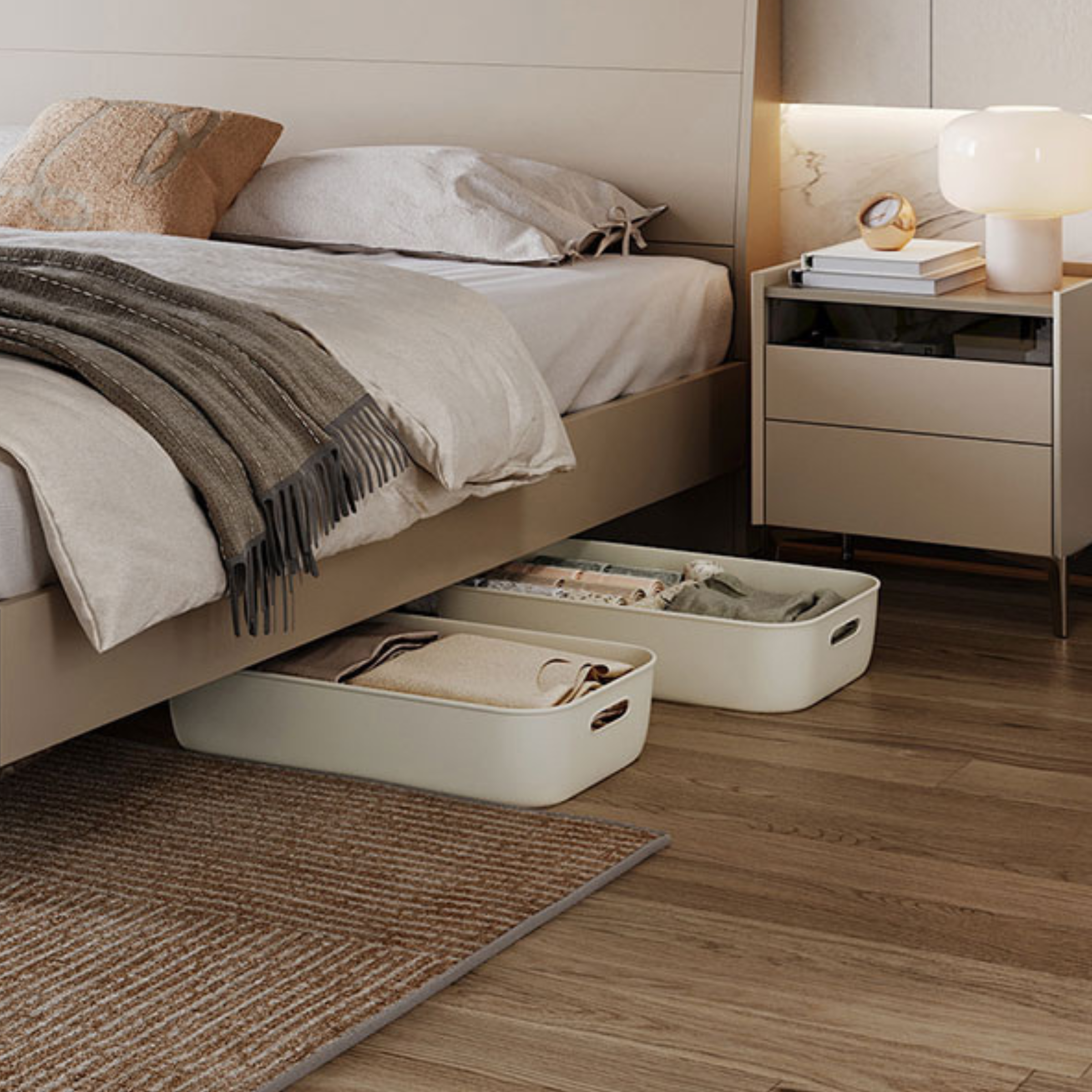 Linspire Vanko Global Queen Bed Frame & Bedside Table Set