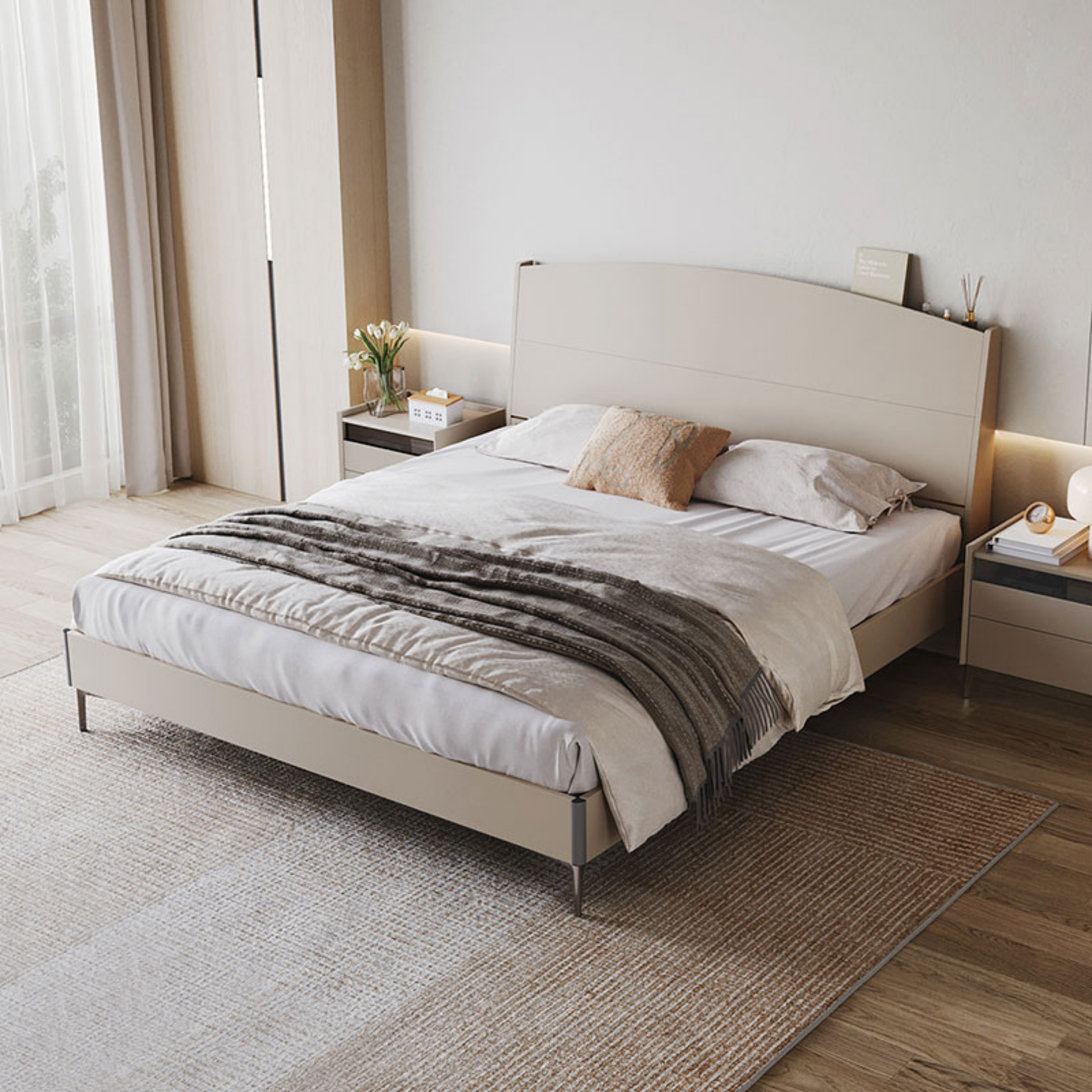 Linspire Vanko NZ Super King Bed Frame & Bedside Table Set