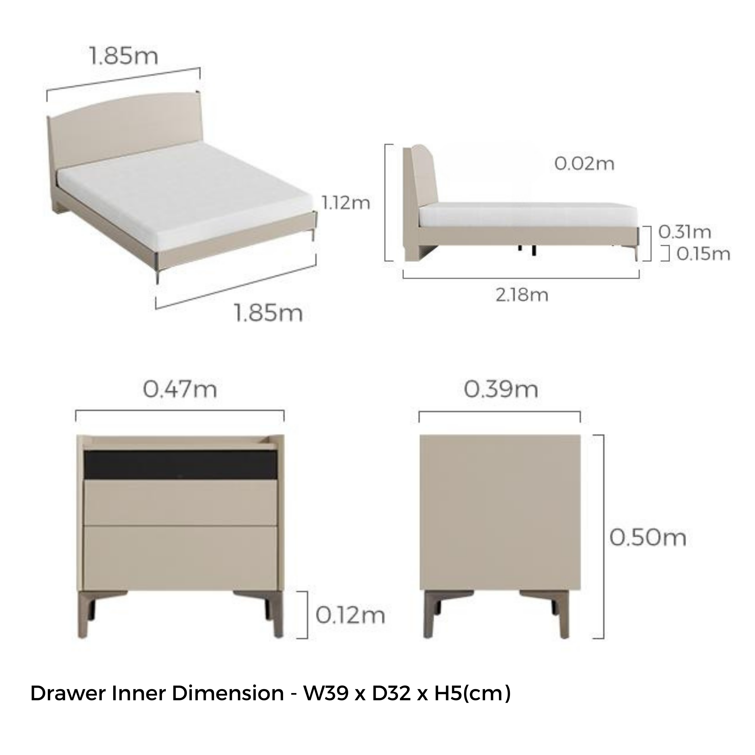 Linspire Vanko NZ Super King Bed Frame & Bedside Table Set