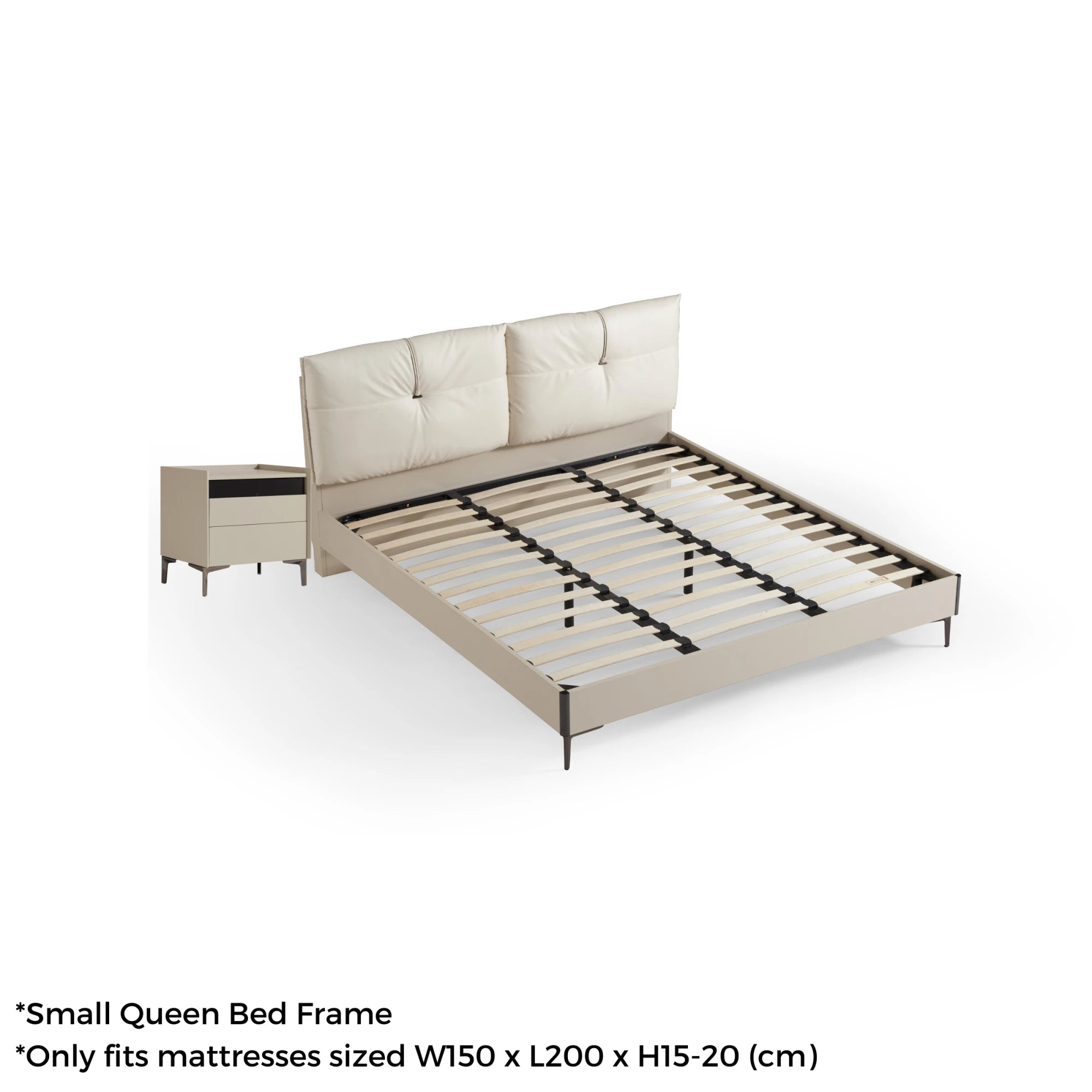 Linspire Vanko Leathaire Global Queen Bed Frame & Bedside Table Set