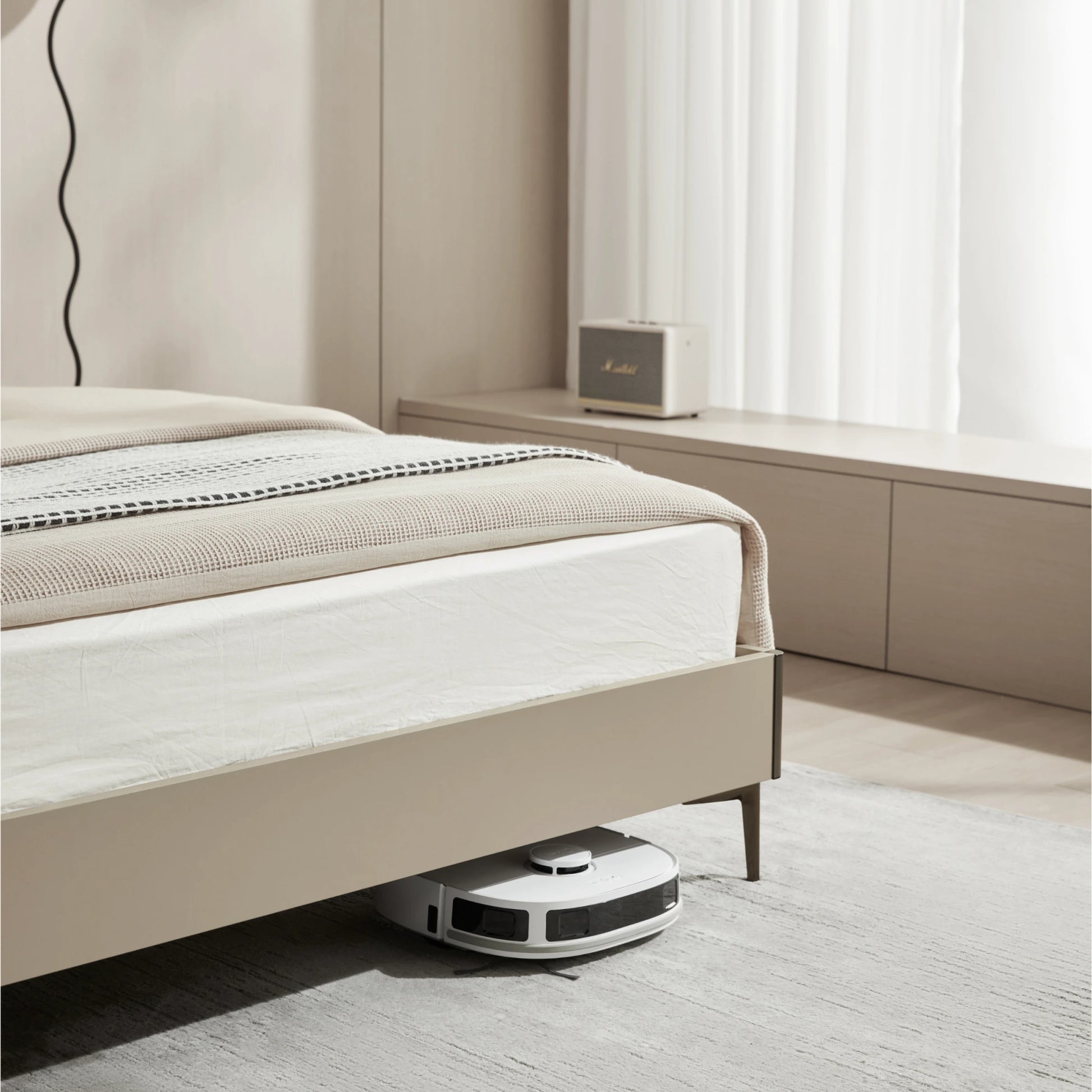 Linspire Vanko Leathaire Global Queen Bed Frame & Bedside Table Set