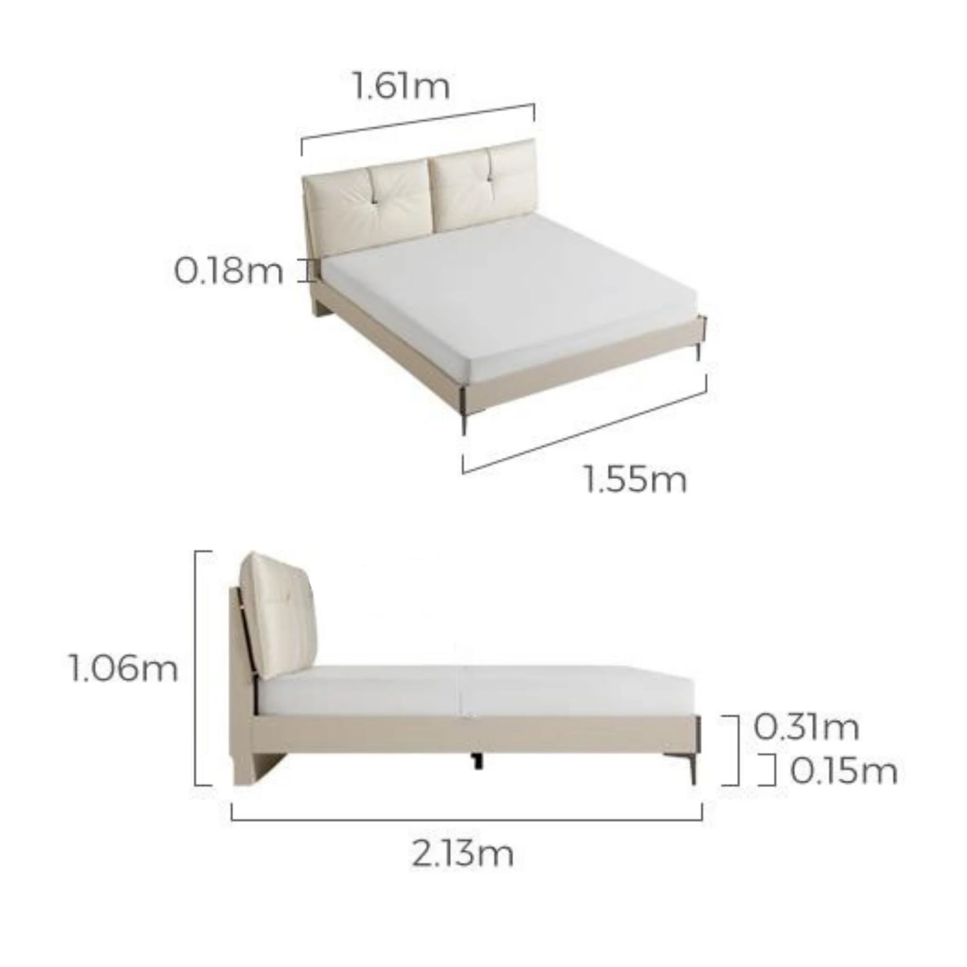 Linspire Vanko Leathaire Global Queen Bed Frame & Bedside Table Set