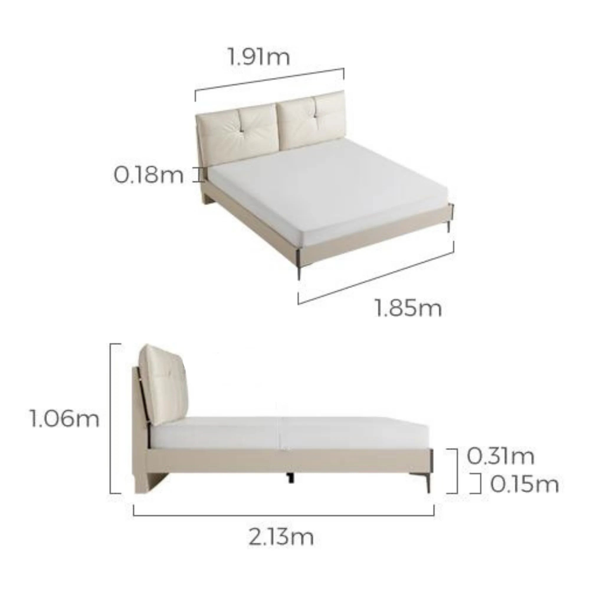 Linspire Vanko Leathaire NZ Super King Bed Frame & Bedside Table Set