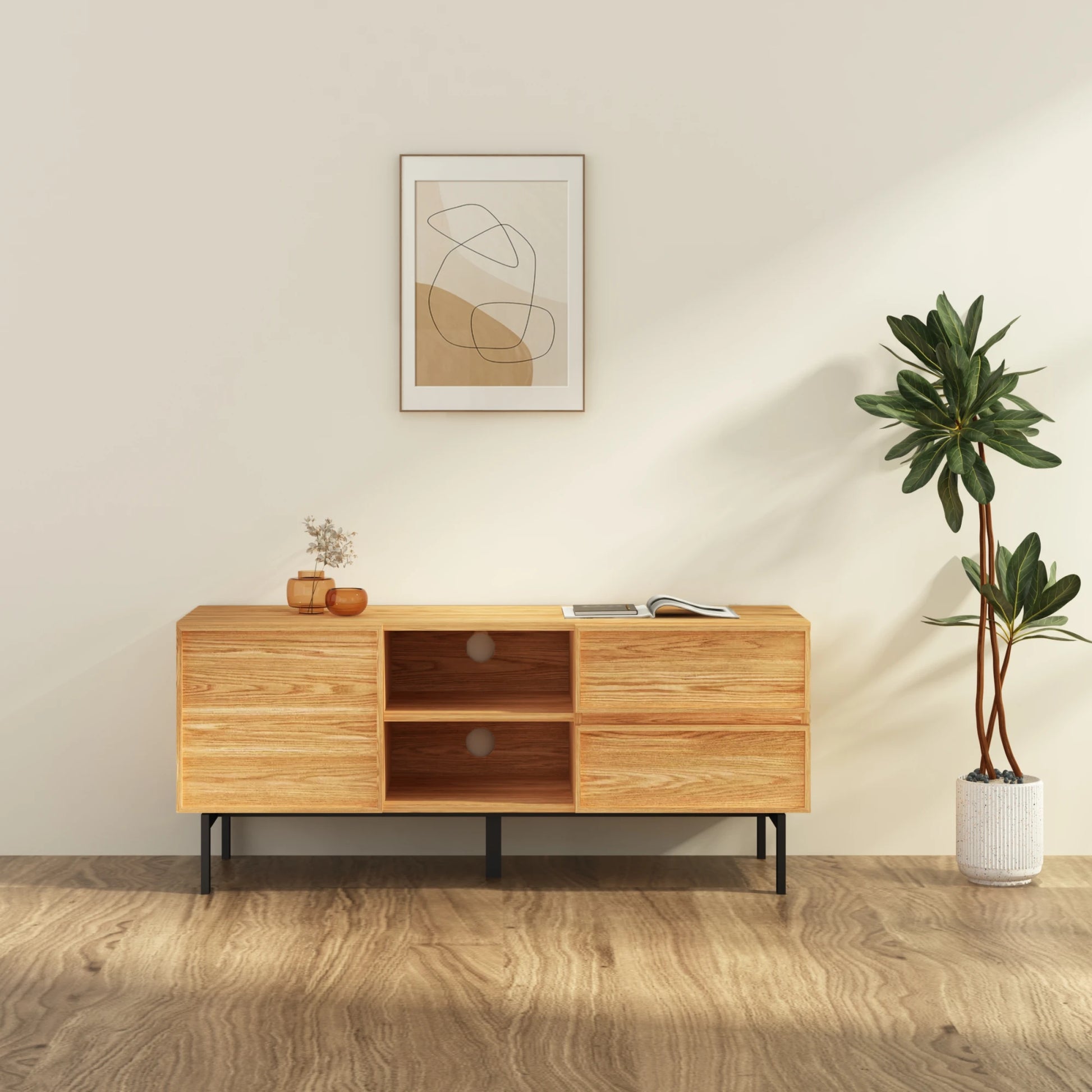 Loft Nora Entertainment Unit, 120cm, Natural Wood