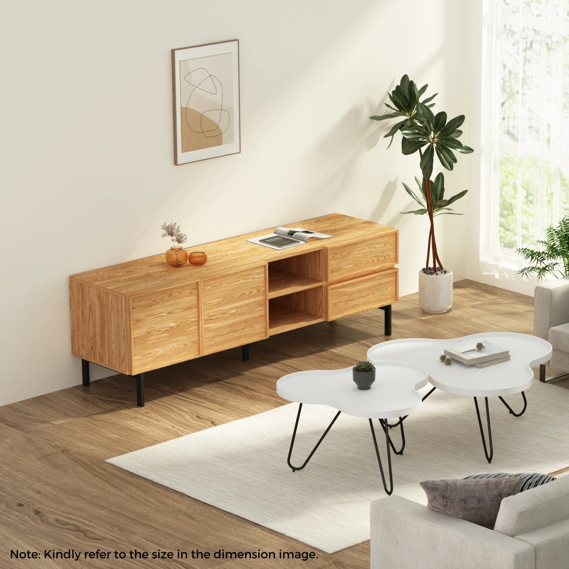 Loft Nora Entertainment Unit, 120cm, Natural Wood