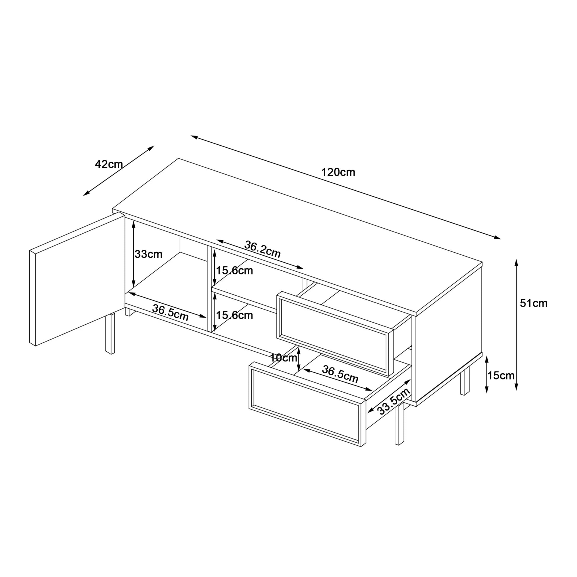 Loft Nora Entertainment Unit, 120cm, Natural Wood