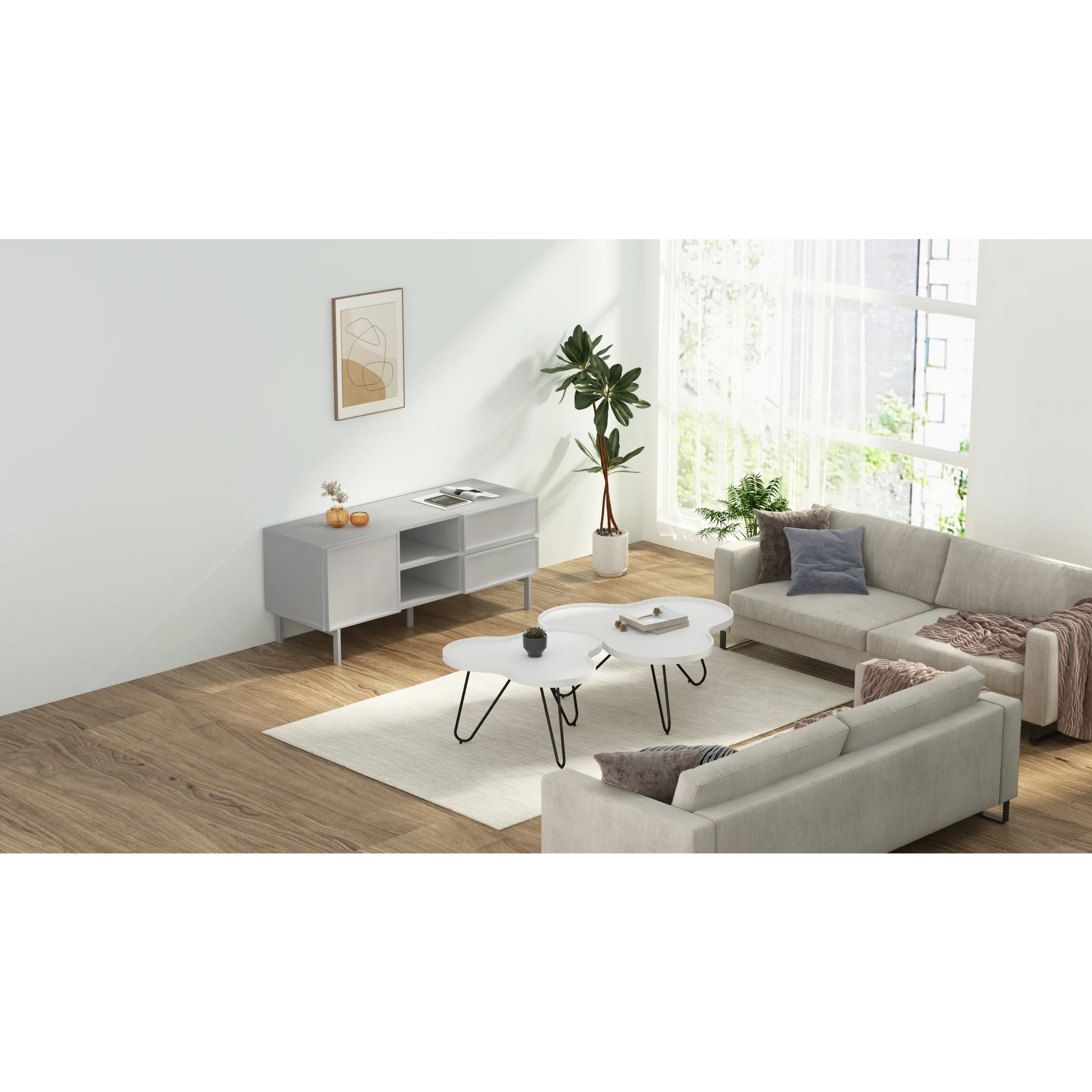 Loft Nora Entertainment Unit, 120cm, Light Grey