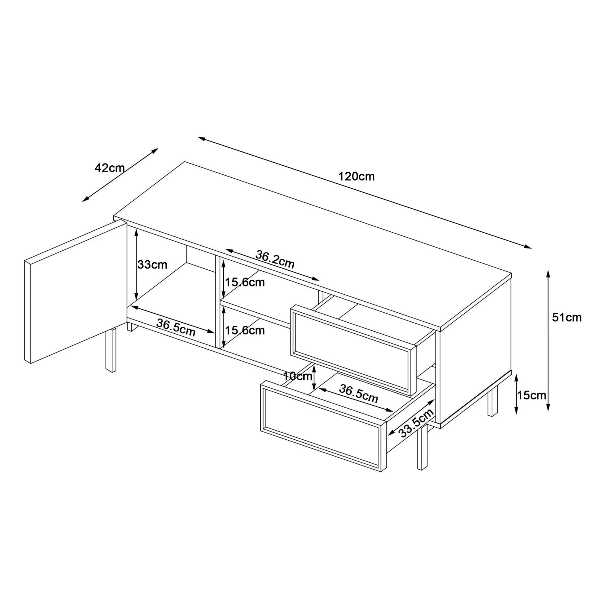 Loft Nora Entertainment Unit, 120cm, Light Grey