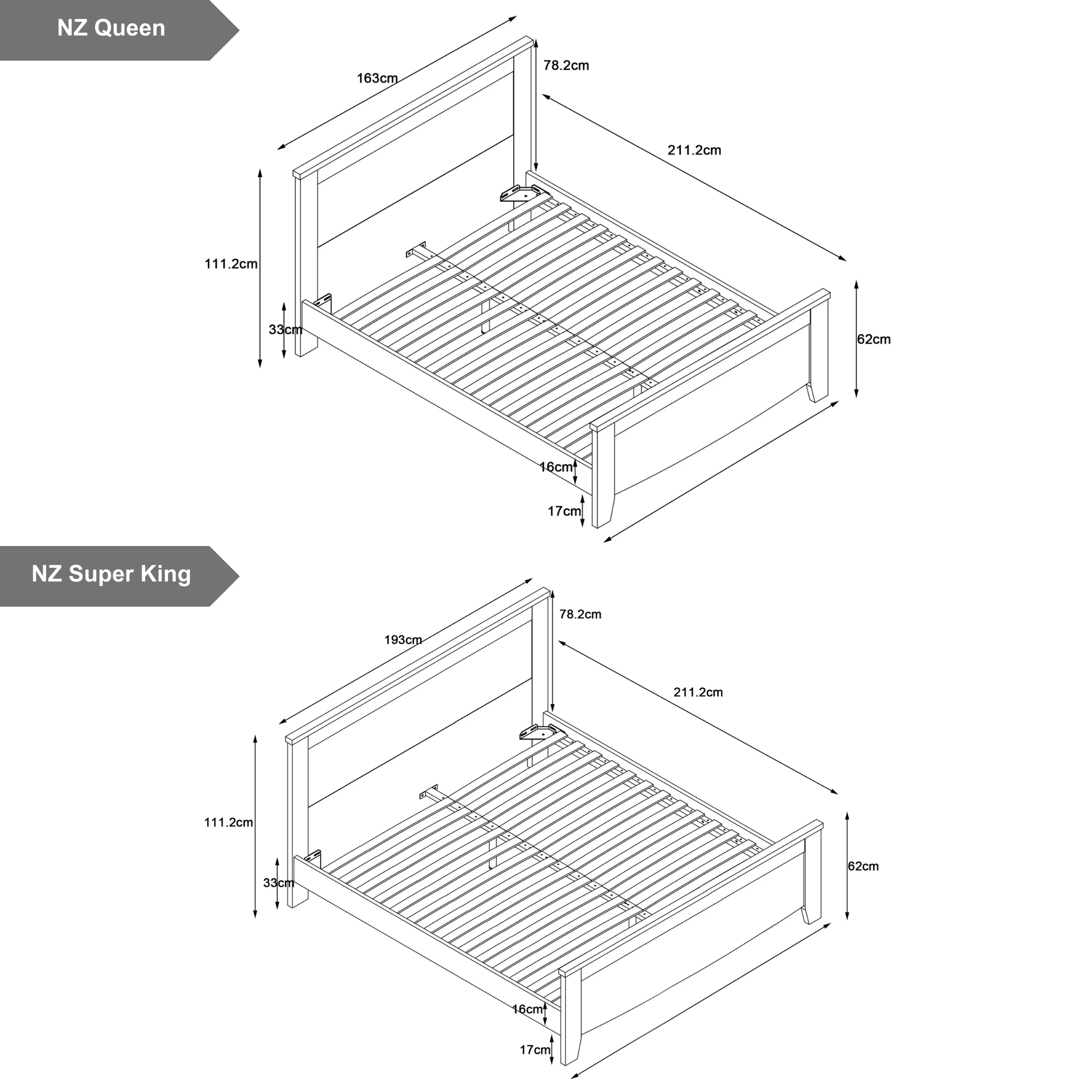 Loft Hampton Bed Frame, Creamy White, Natural Wood