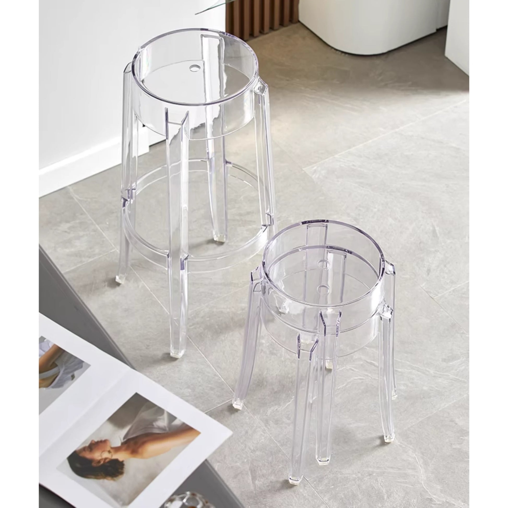 MODE Philippe Starck Charles Ghost Bar Stool Replica 65cm, Set of 2