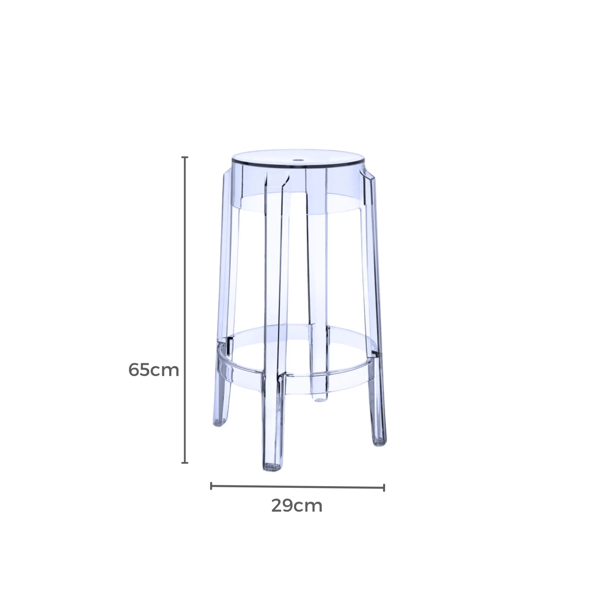 MODE Philippe Starck Charles Ghost Bar Stool Replica 65cm, Set of 2