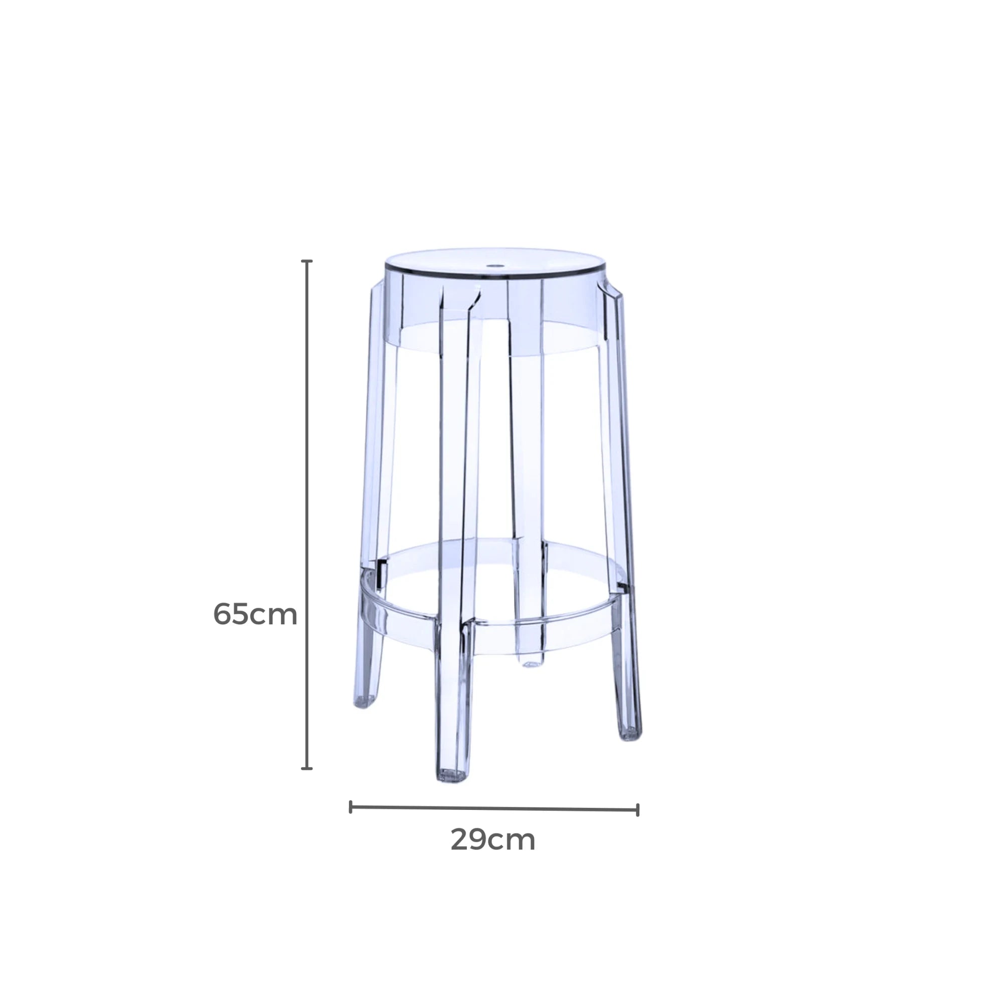 MODE Philippe Starck Charles Ghost Bar Stool Replica 65cm, Set of 2