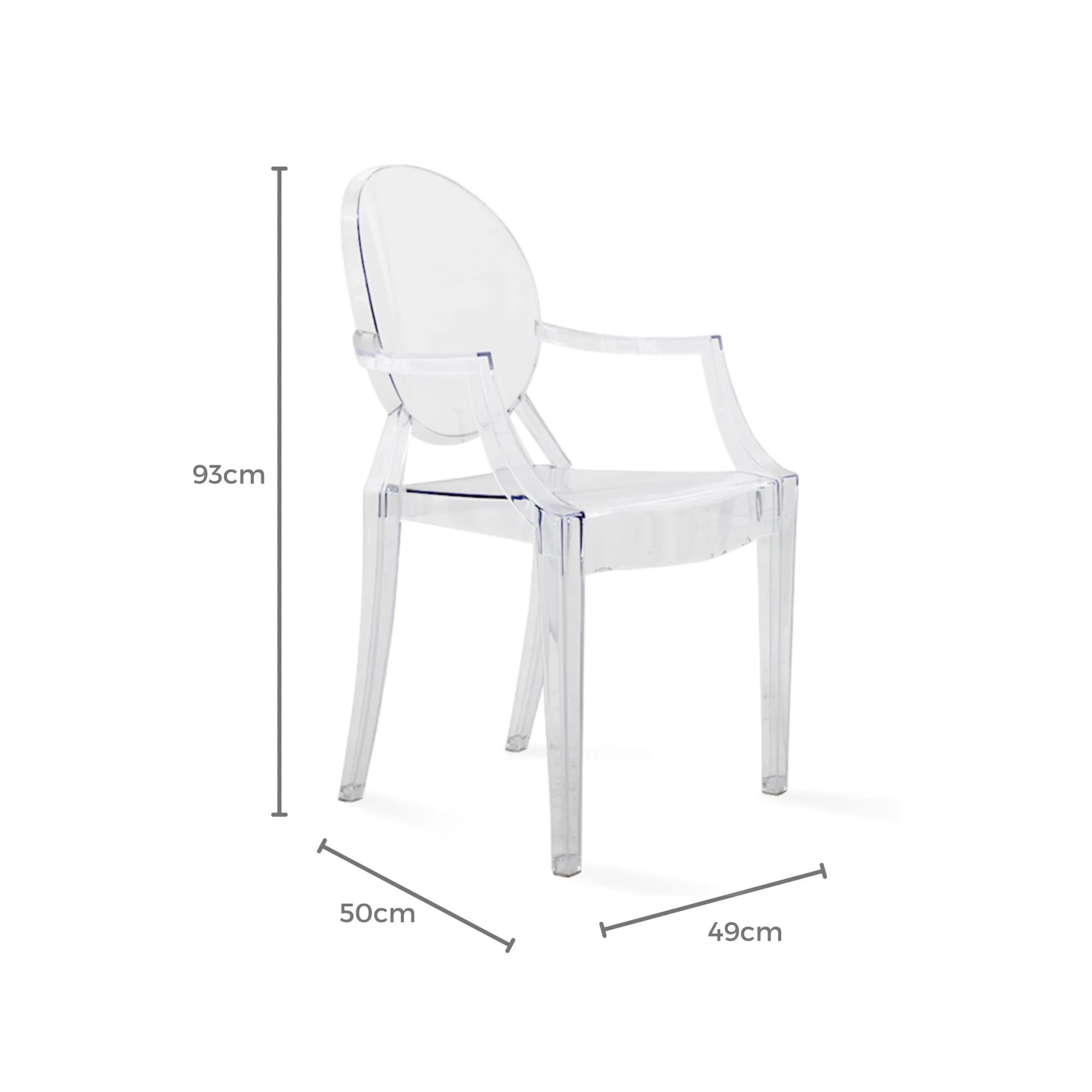 MODE Philippe Starck Louis Ghost Chair with Arms Replica, Transparent