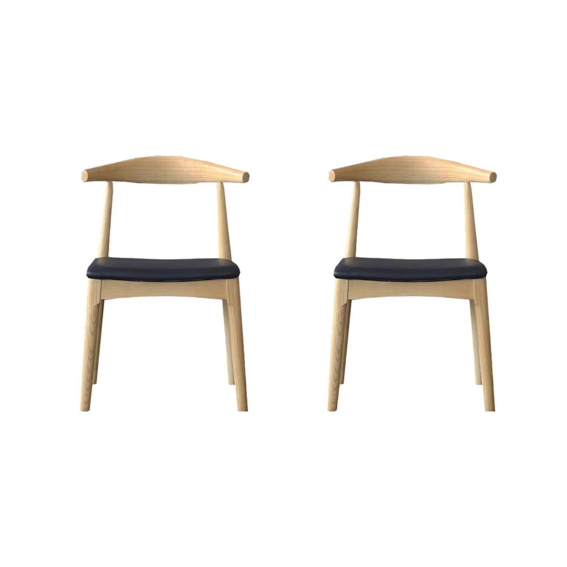 MODE Hans Wegner Elbow Dining Chair CH20 Replica, Natural Wood & Black, Set of 2