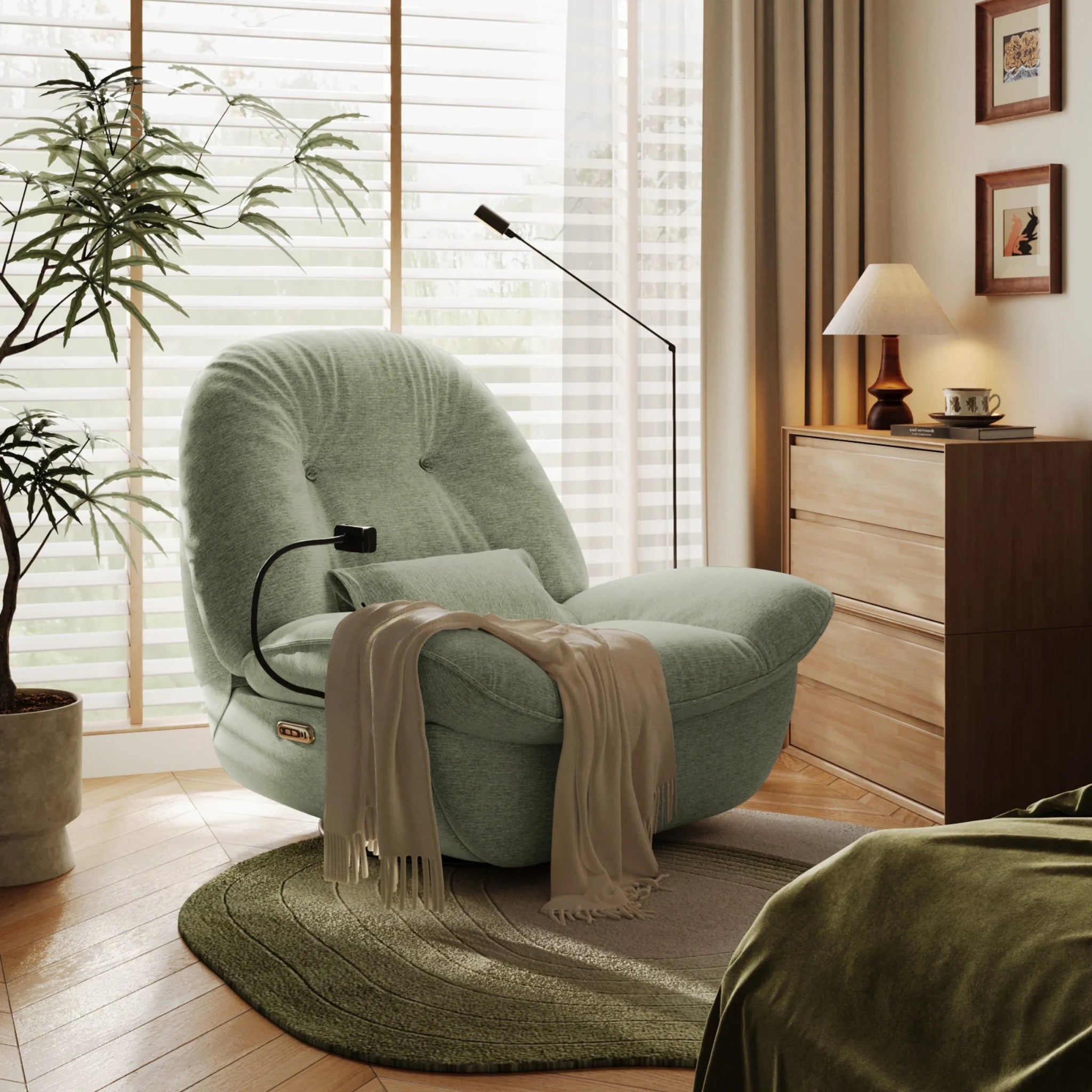 Linspire Oasis Electric Recliner Chair, Oversize, Seafoam